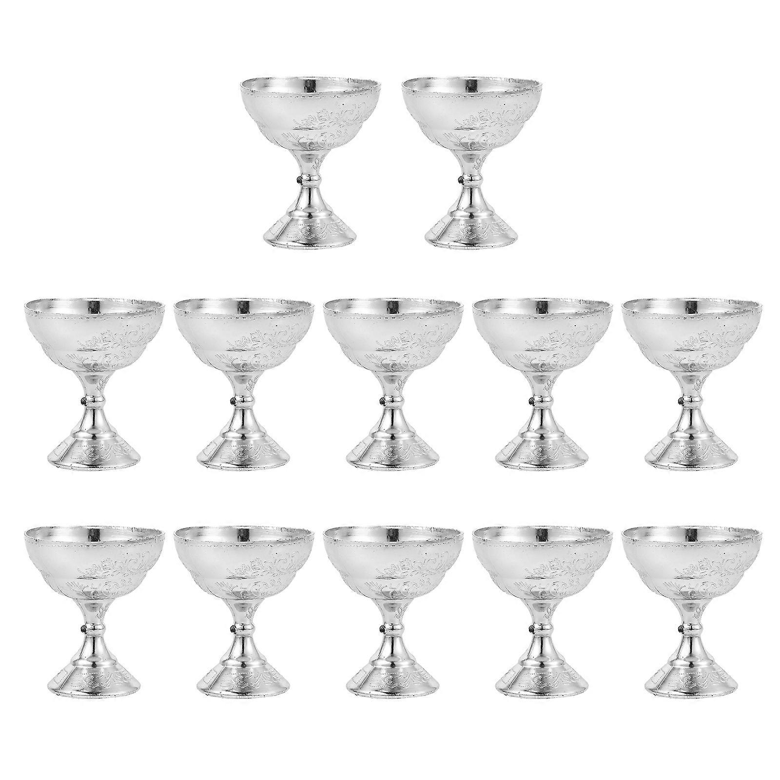 Wedding Candy Boxes Goblet Design for Candy Storage 12Pcs Silver Plastic