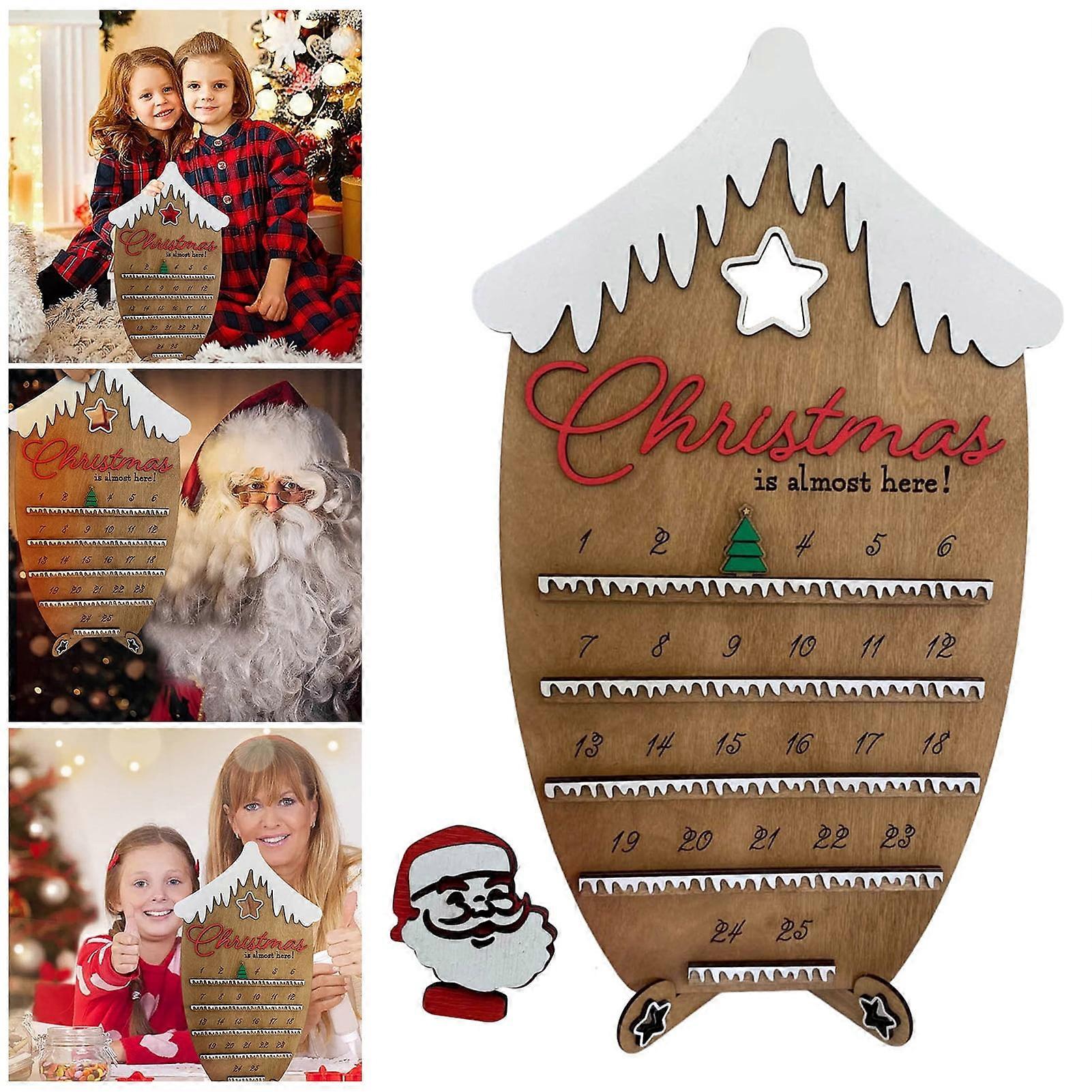 SUSUchens Christmas Advent Calendar House Smooth Edge Burr-Free 25 Days Countdown Calendar Wall Art Decoration Style A