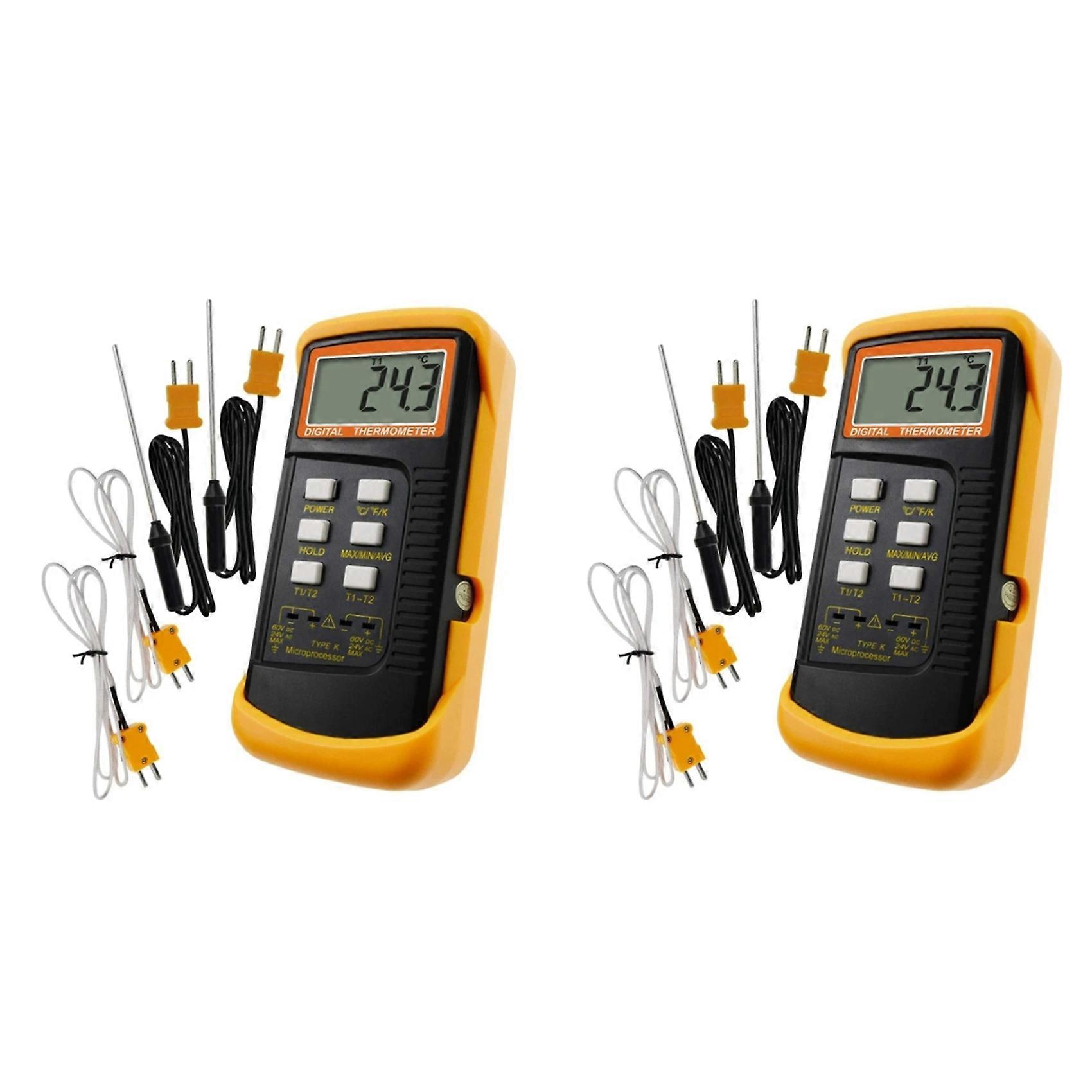 2 Set Precise Temperature Measurement Monitoring Heat Meter with 8 Thermocouples Probes Sensor K Type