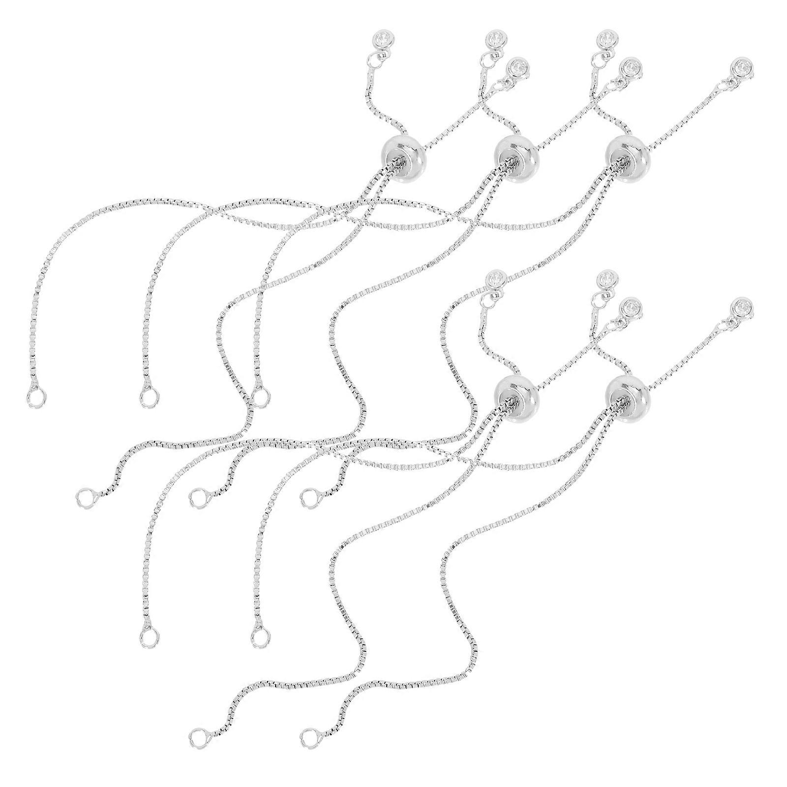 Silver Adjustable Slider Bracelet Chains for Decoration 5Pcs Jewelry Making