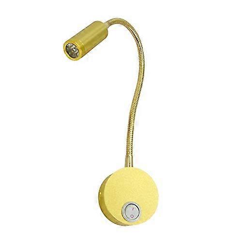 LED Wall Spotlight with Adjustable Gooseneck Bedside Reading Light Gold Finish 6500K White