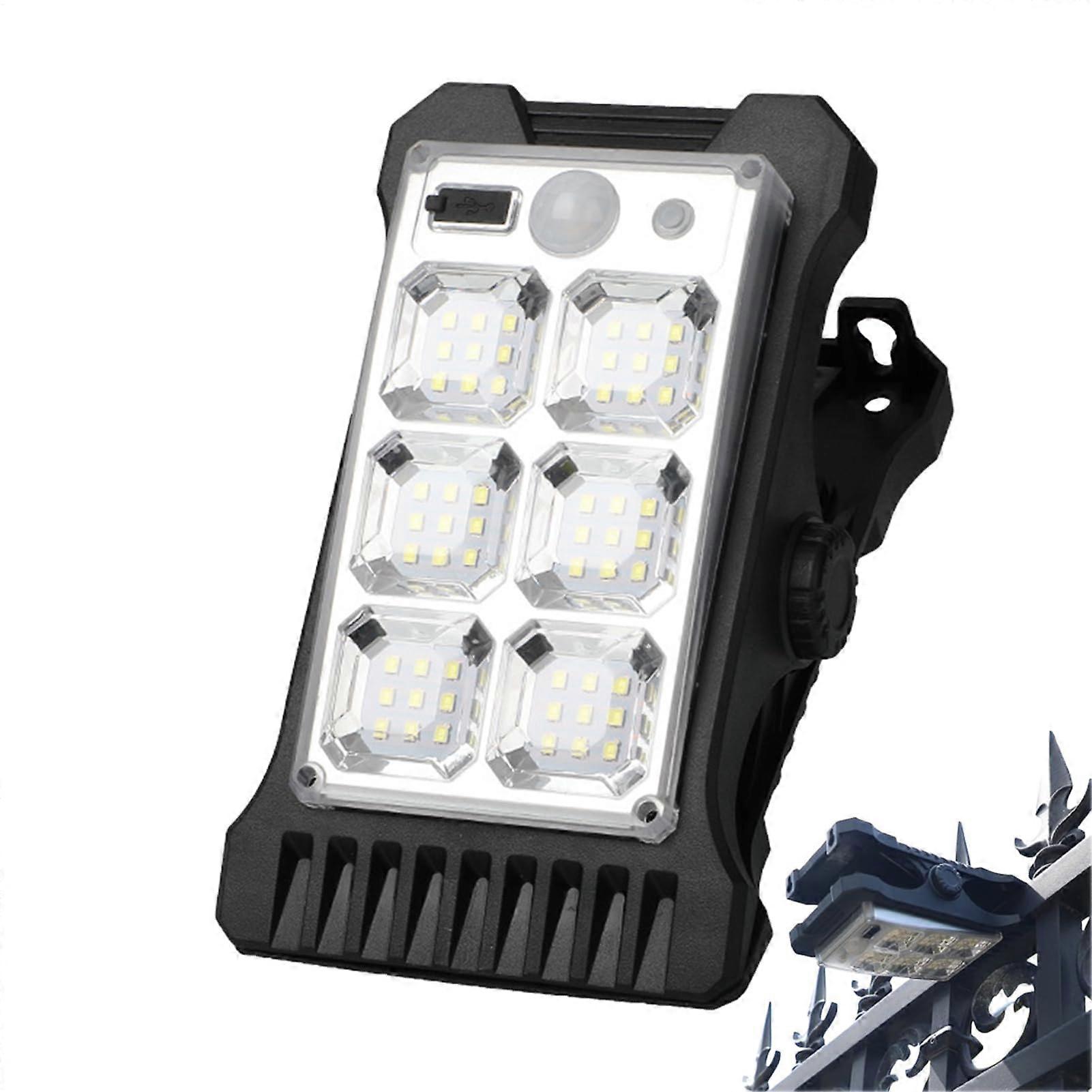 Solar Lamp Motion Sensor Light Outdoor Solar Clip Light USB Charging Waterproof Security Light For Driveway