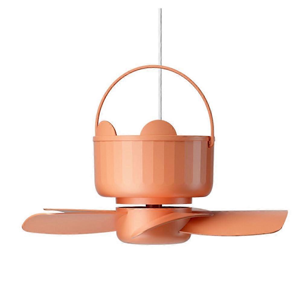 USB Ceiling Fan 3Speed With Hook Outdoor Hanging Camping Tools USBPowered Dorm Room Fan Orange Timing Function