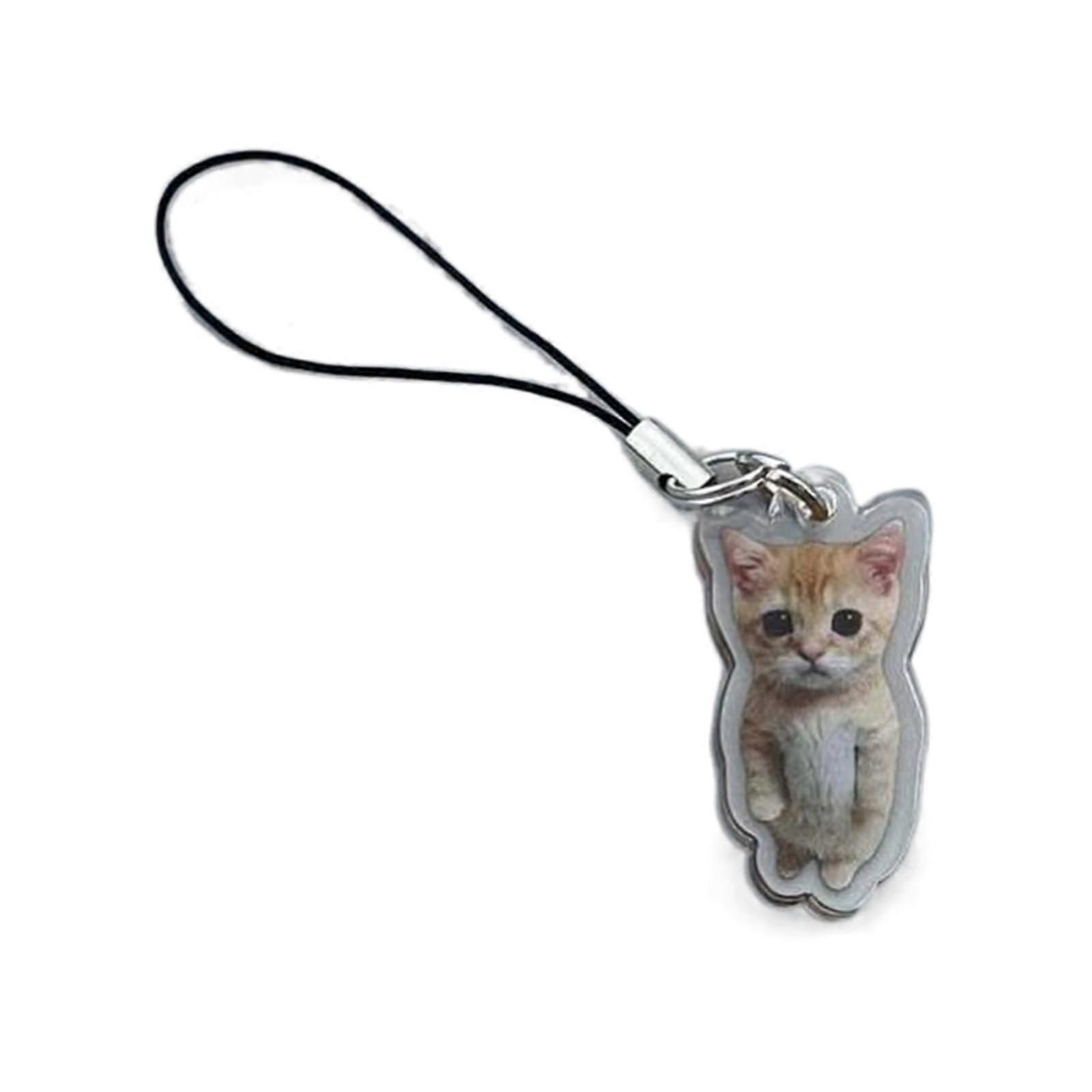 Cute Banana Cat Keychain and Phone Charm Strap for Students Funny Acrylic Pendant Lanyard 4cm