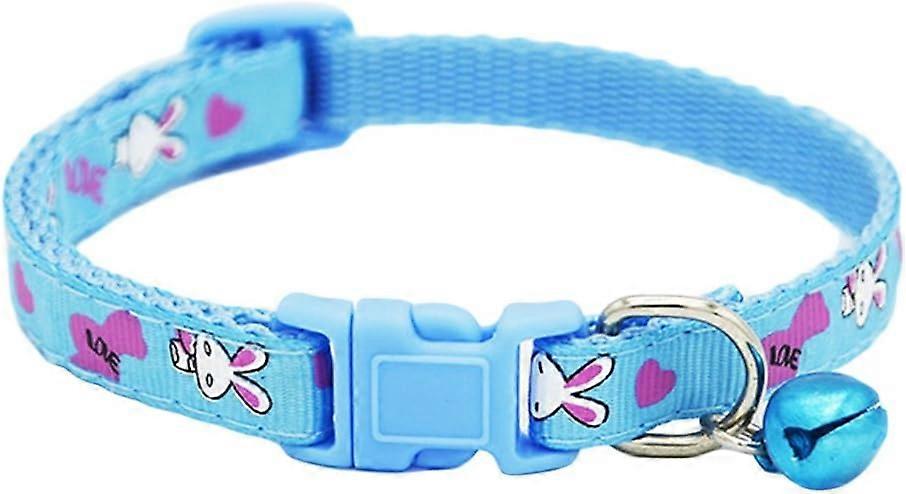 Colorful necklace for pet - nylon necklace with printed pattern and adjustable loop for rabbit, for dogs, puppies, cat 19-32cm （blue）