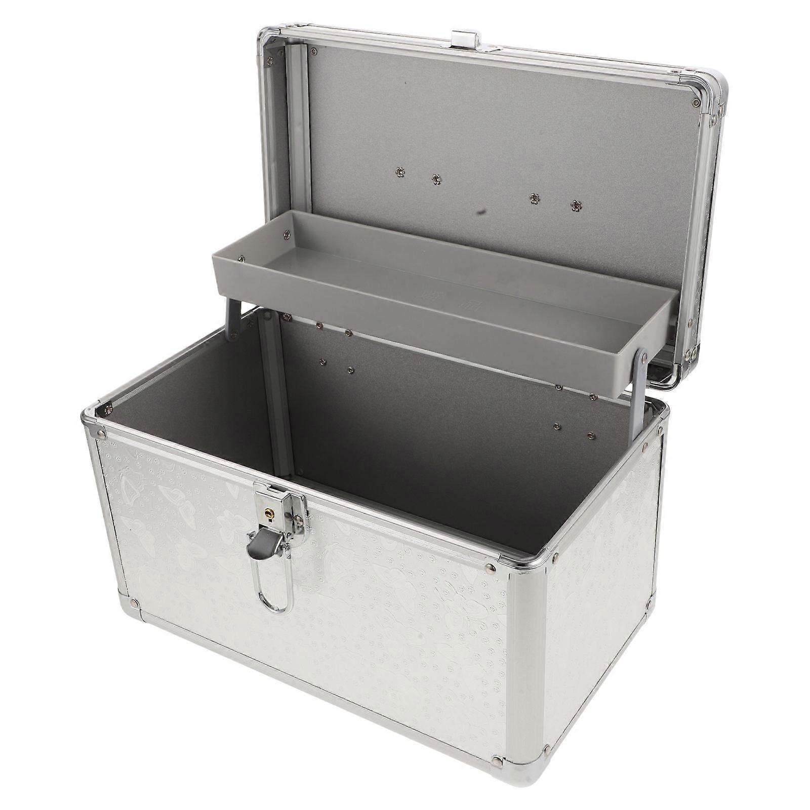 Silver Aluminum Alloy Toolbox for Portable Tool Storage