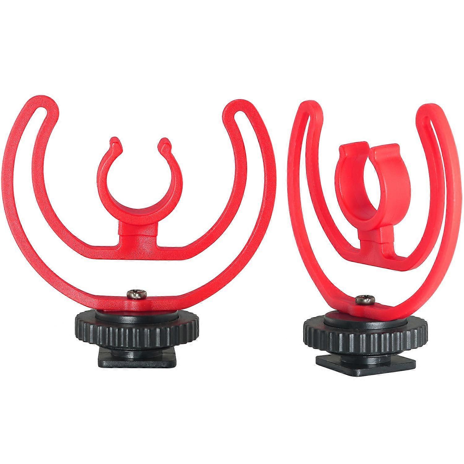 2PCS DSLR Camera Shotgun Microphone Shock Mount Bracket with Cold Shoe for Video Recording and Interviews