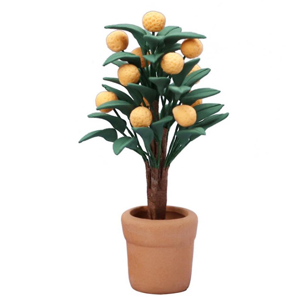 1:12 Doll House Citrus Tree Simulation Resin Orange Planter Model Accessory