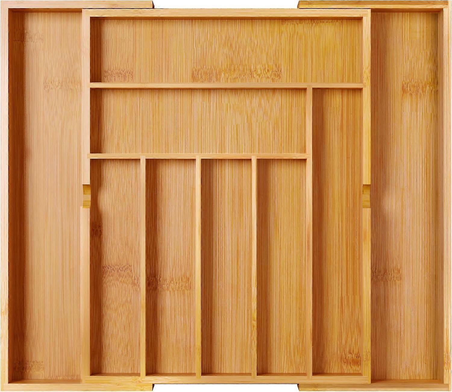 Expandable Bamboo Drawer Organizer for Kitchen Utensils and Silverware with Adjustable Compartments Ref: 2775