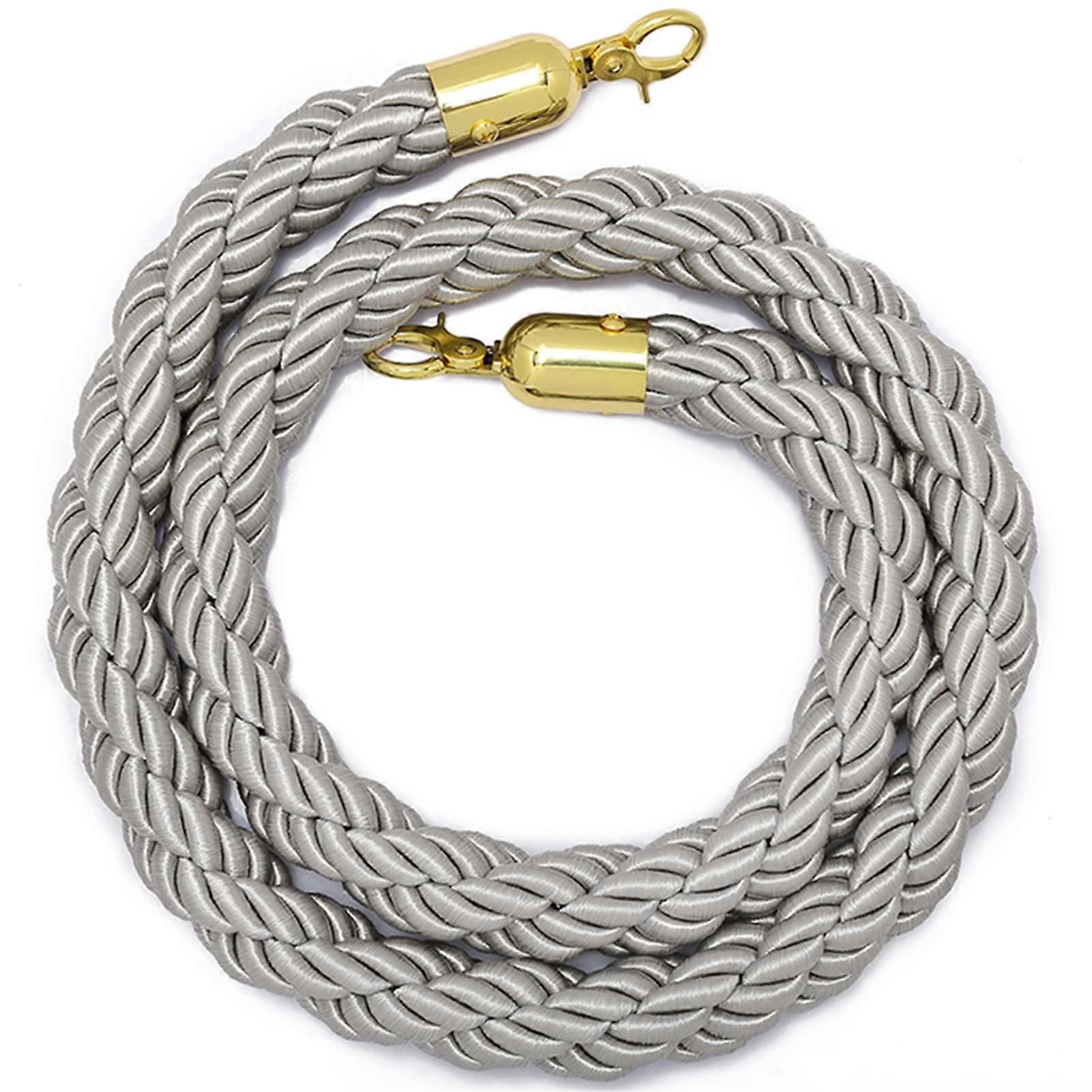 Velvet Stanchion Rope with Polished Snap Hooks, 4ft Elegant Crowd Control Barrier for Posts