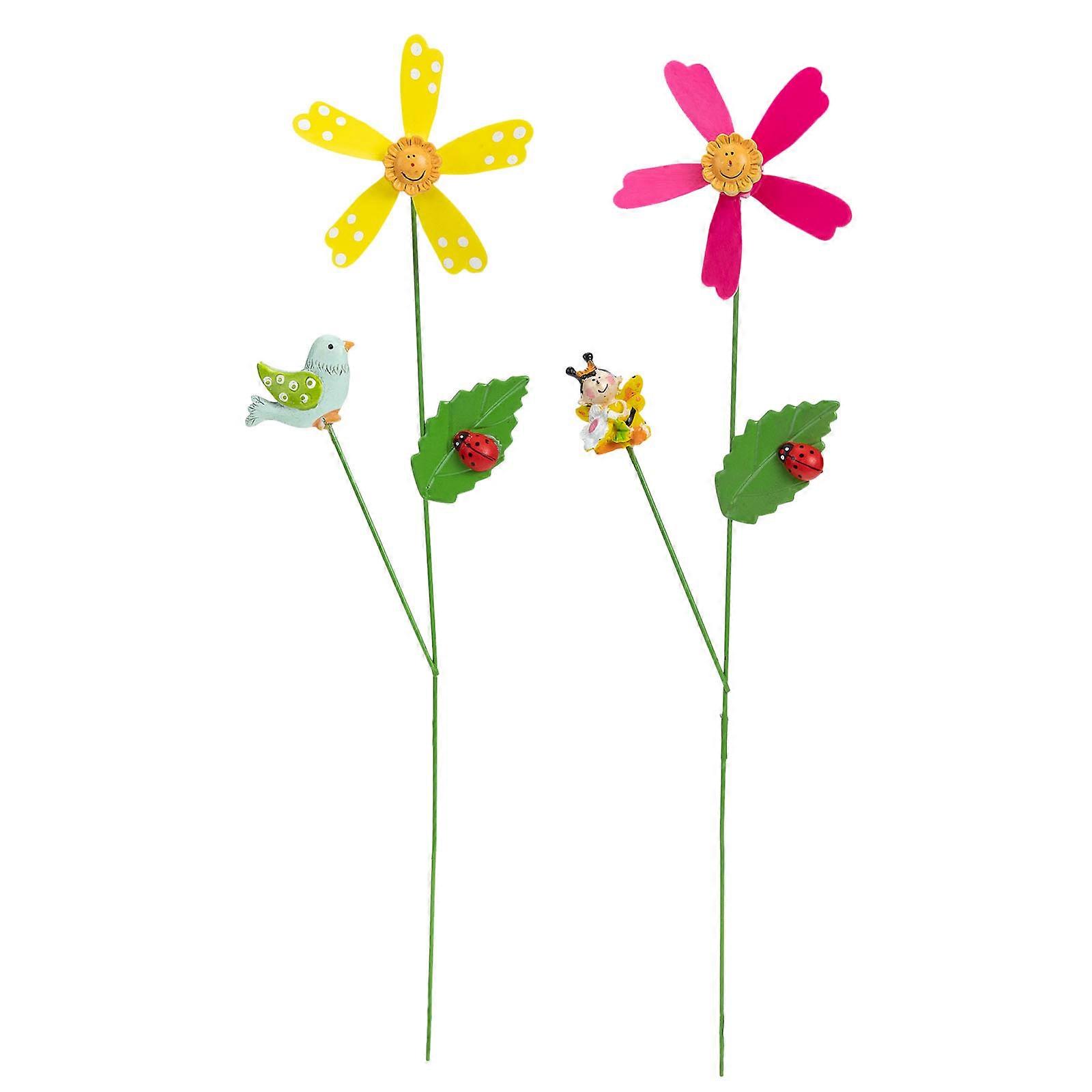 Windmill Decor Metal Flower for Garden Decoration 2Pcs Set