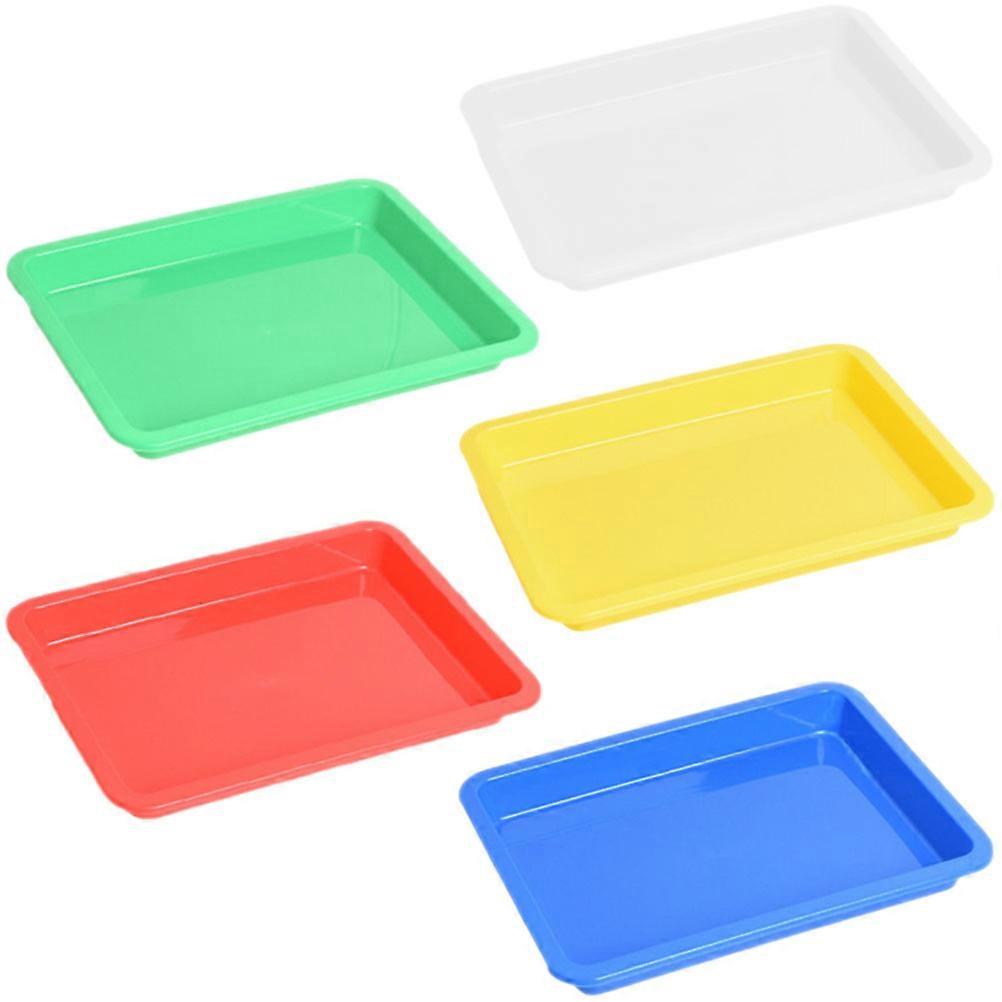 Assorted Color Art Trays Plastic Serving Tray for Activity Organizer 5Pcs