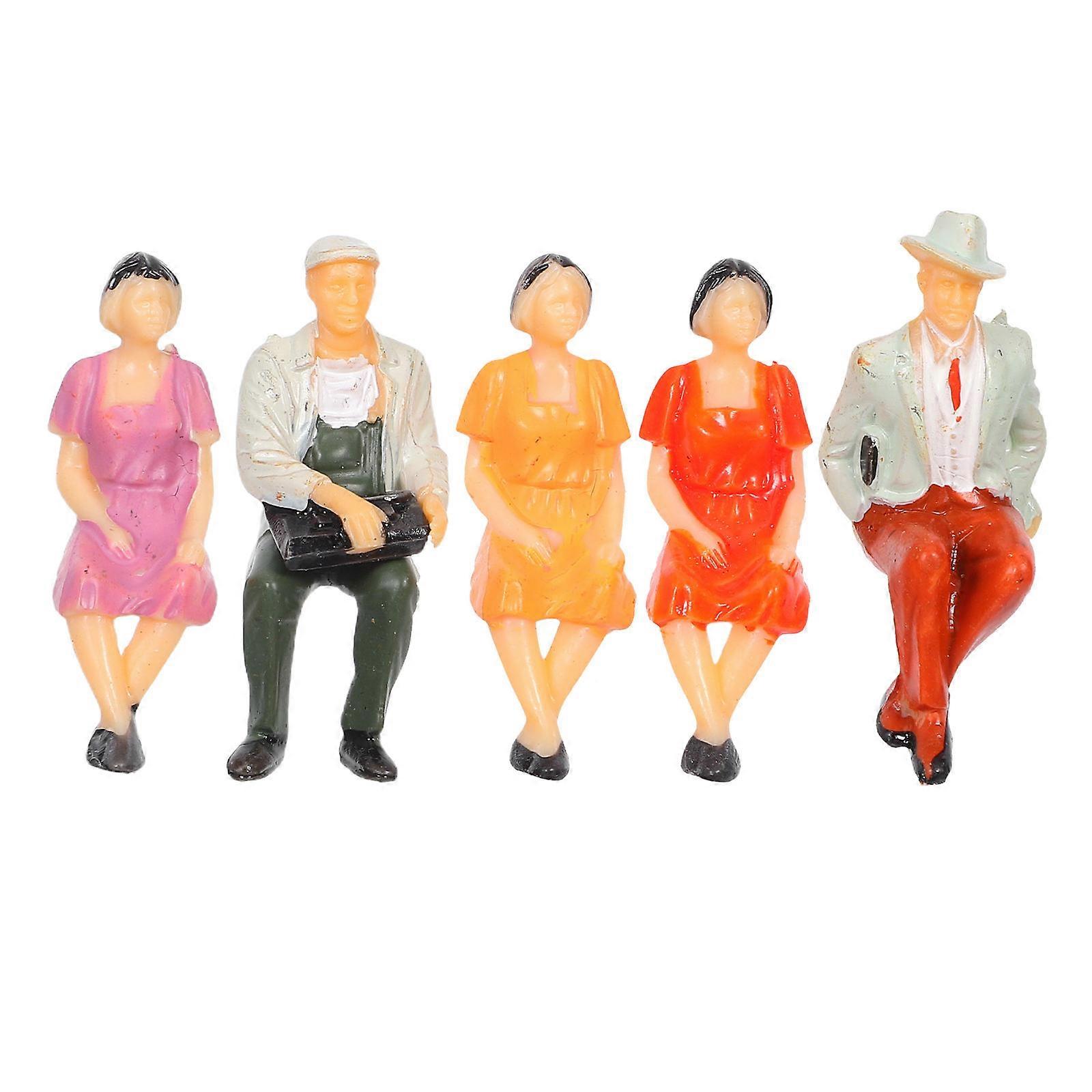 Micro Miniature People Figures for Decoration 5Pcs Assorted Color Plastic Figures