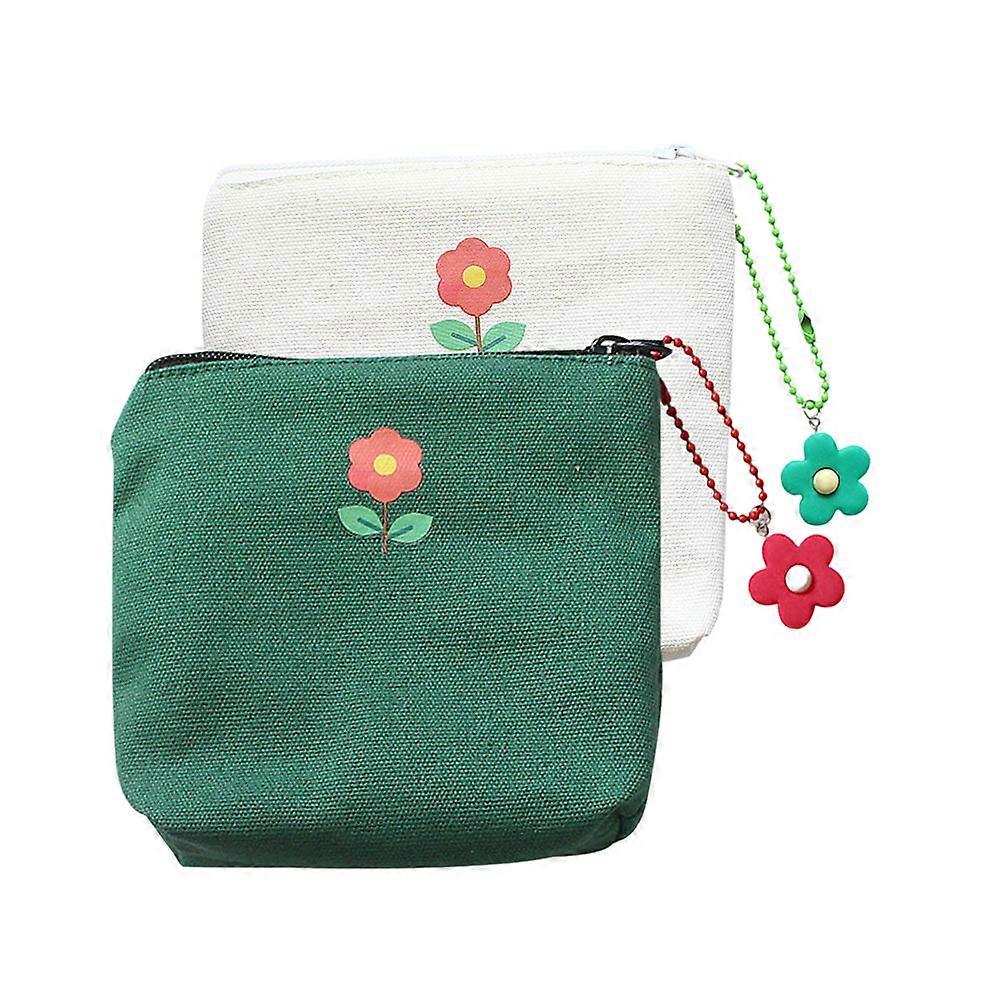 Portable Data Cable Bag Practical Storage Bag for Storage 2Pcs Canvas
