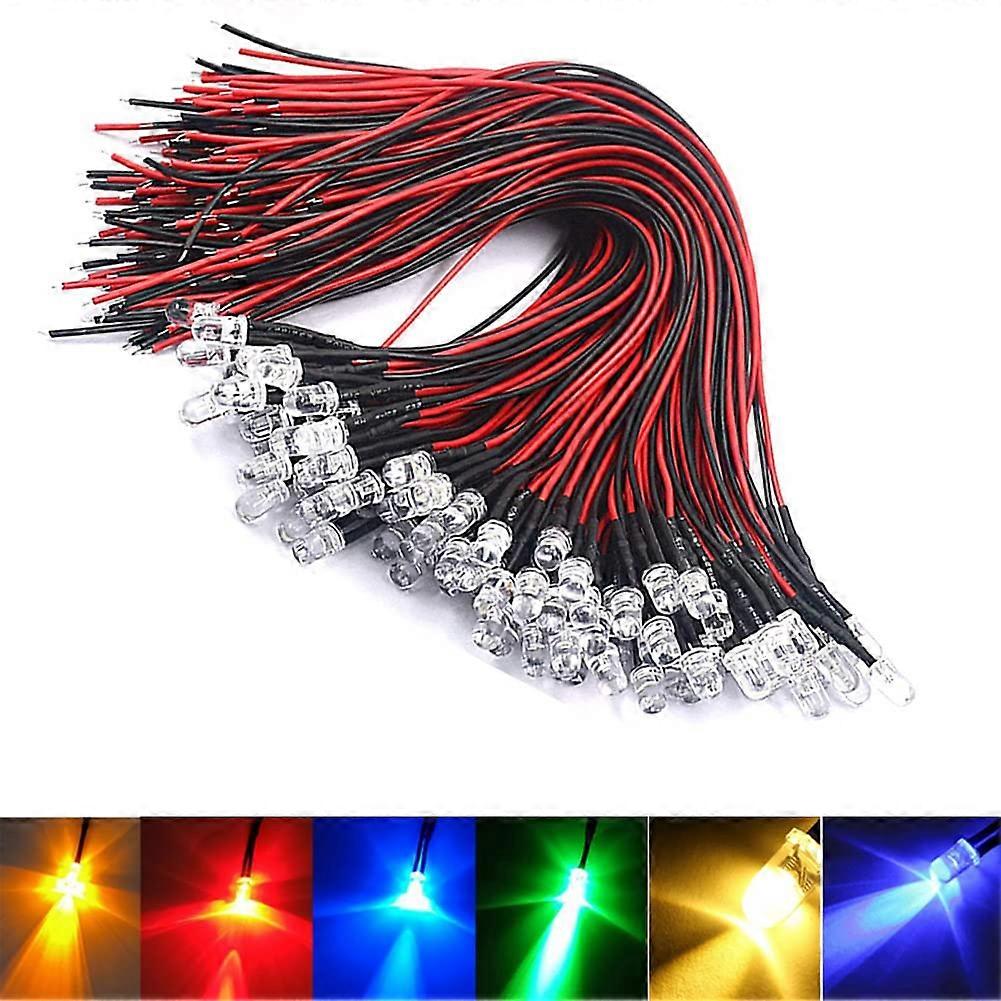 30pcs 5mm Pre Wired LED Indicator Lights DC 36V Mixed Colors Long Wire Kit for DIY Projects