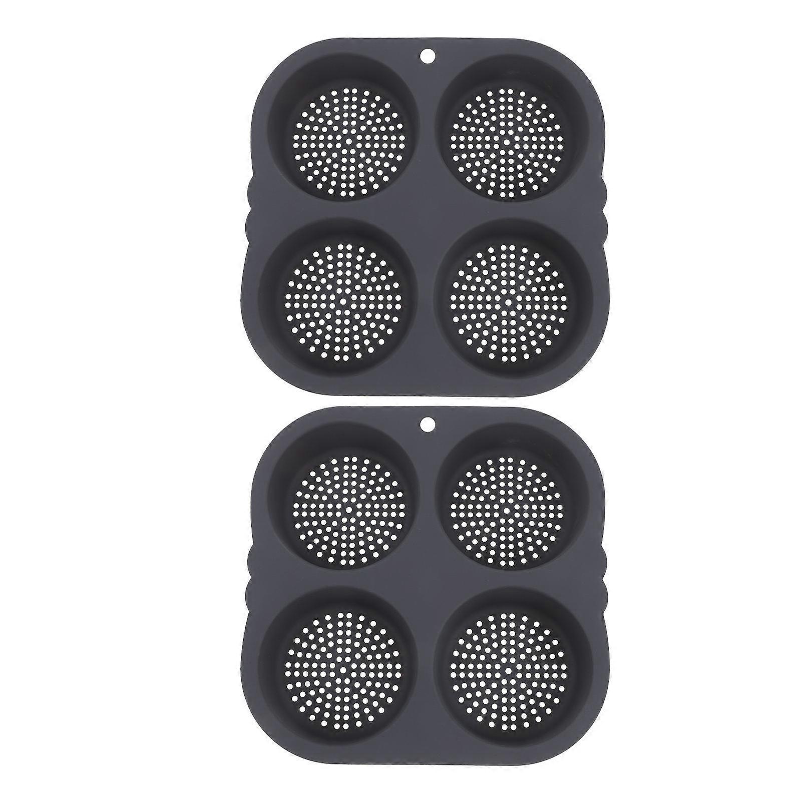 Black Silicone Hamburger Bun Pan for Baking 4 Cavity Mold Set