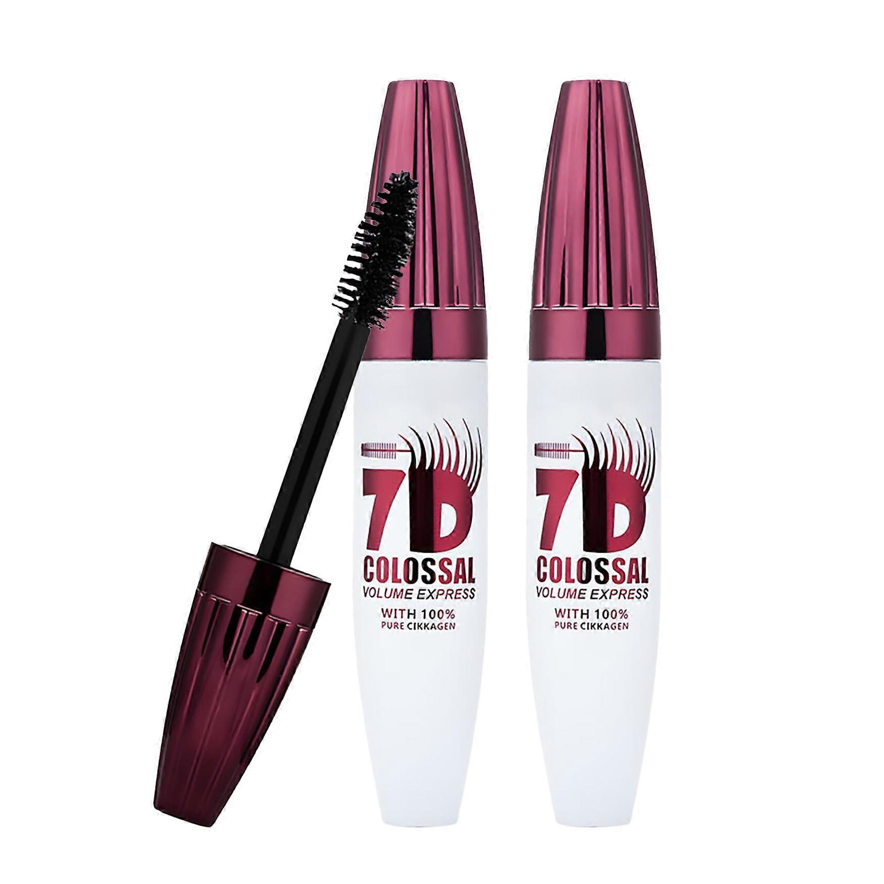 Waterproof Lengthening Mascara 2PCS Black 7D Curling Volume SmudgeProof for Defined Lashes