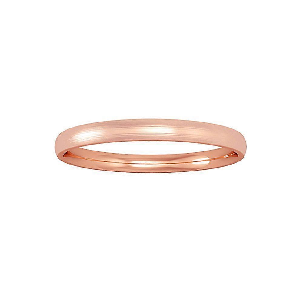 Jewelco London 18ct Rose Gold Court Satin-Brushed Band Wedding Ring 2mm