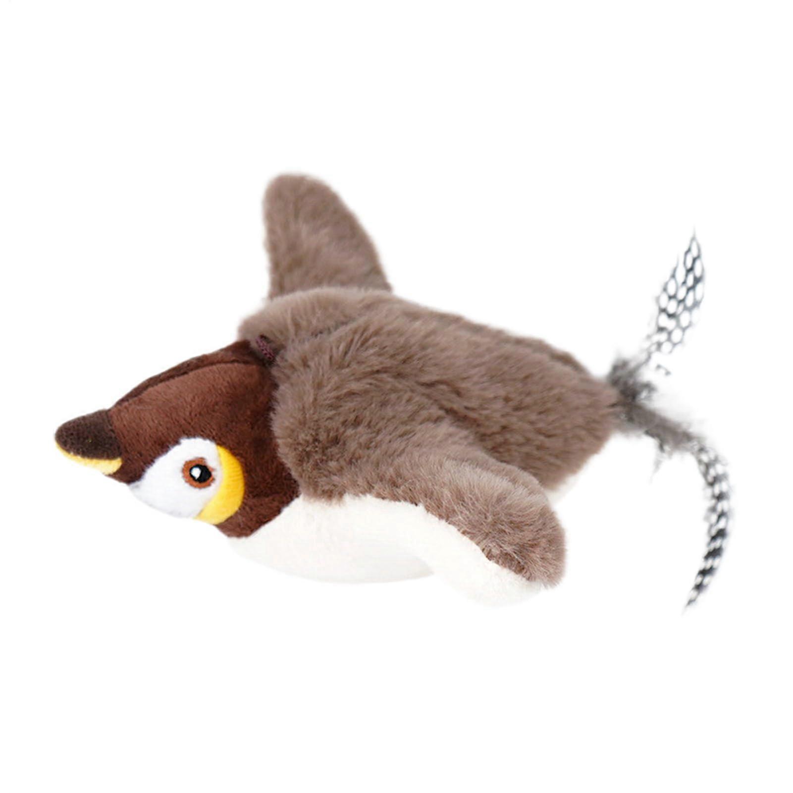 USB Rechargeable Interactive Cat Toy with Realistic Sparrow and Plush Flapping Wings for Indoor Cats