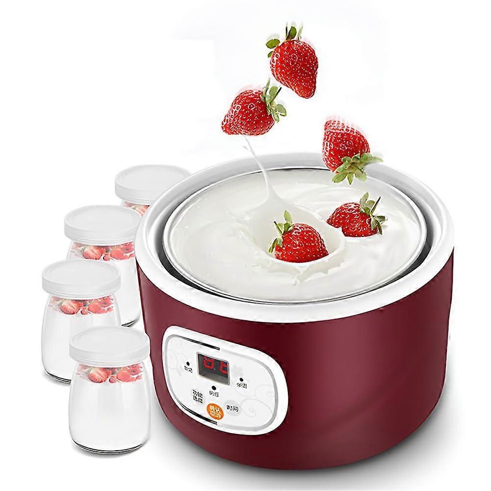 1L Electric Yogurt Maker with Adjustable Fermentation Time, Stainless Steel Liner, 4 Cups