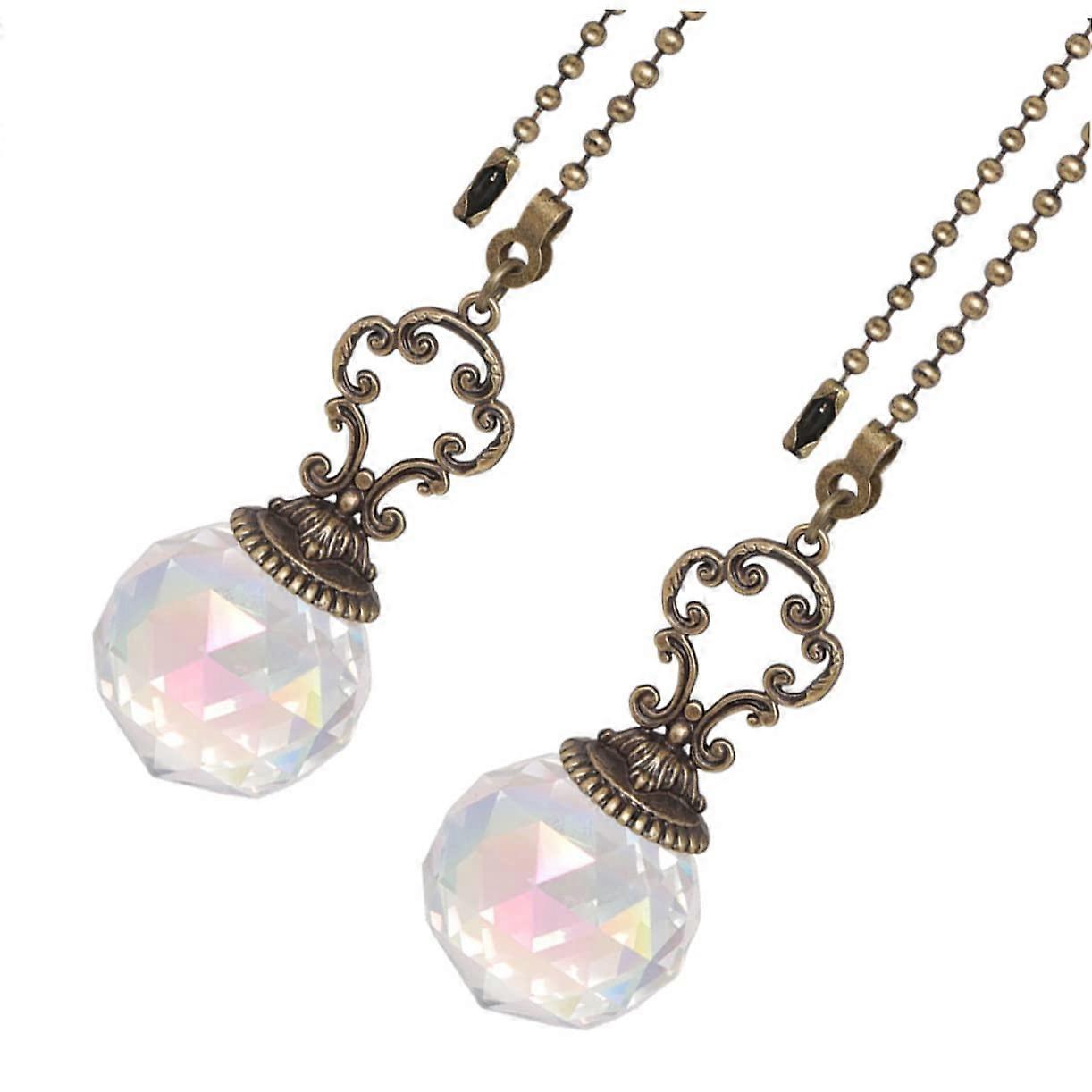 Ceiling Fan Crystal Pull Chain Extension with Elegant Rainbow Light Effect for Chandelier