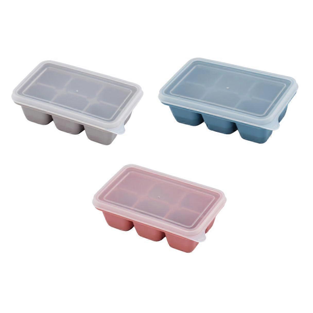 3pcs Silicone Ice Cube Trays with Lid FoodGrade Rectangular Molds Easy Release for Home Bar Party