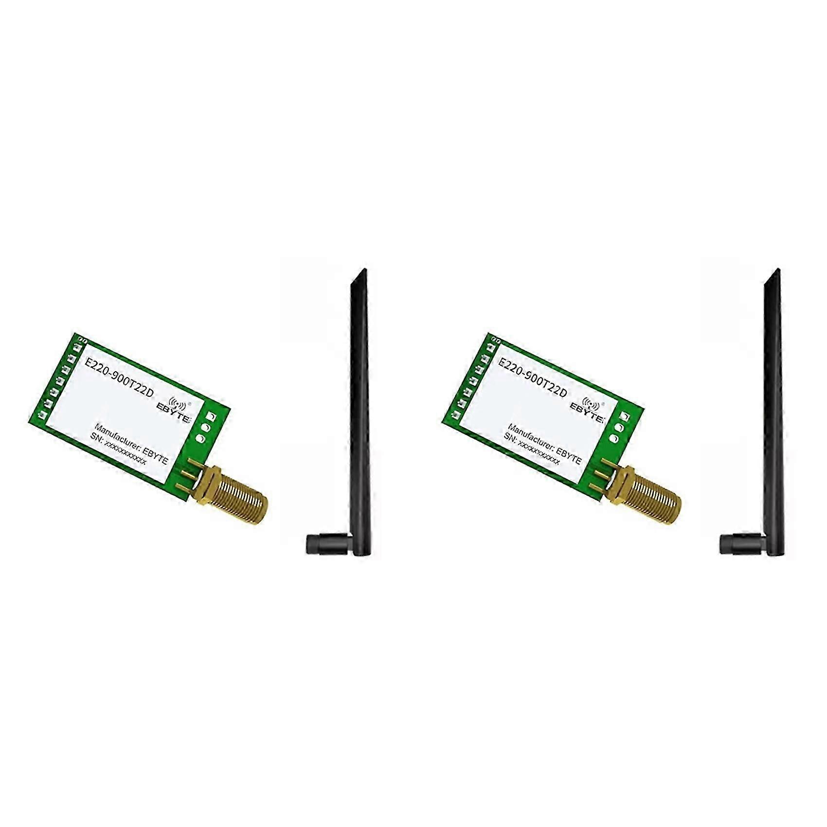 2X EBYTE E220-900T22D LoRa LLCC68 Wireless Module 22dBm 5km SMA-K UART RSSI Transmitter Receiver DIP W/ 868MHz Antenna