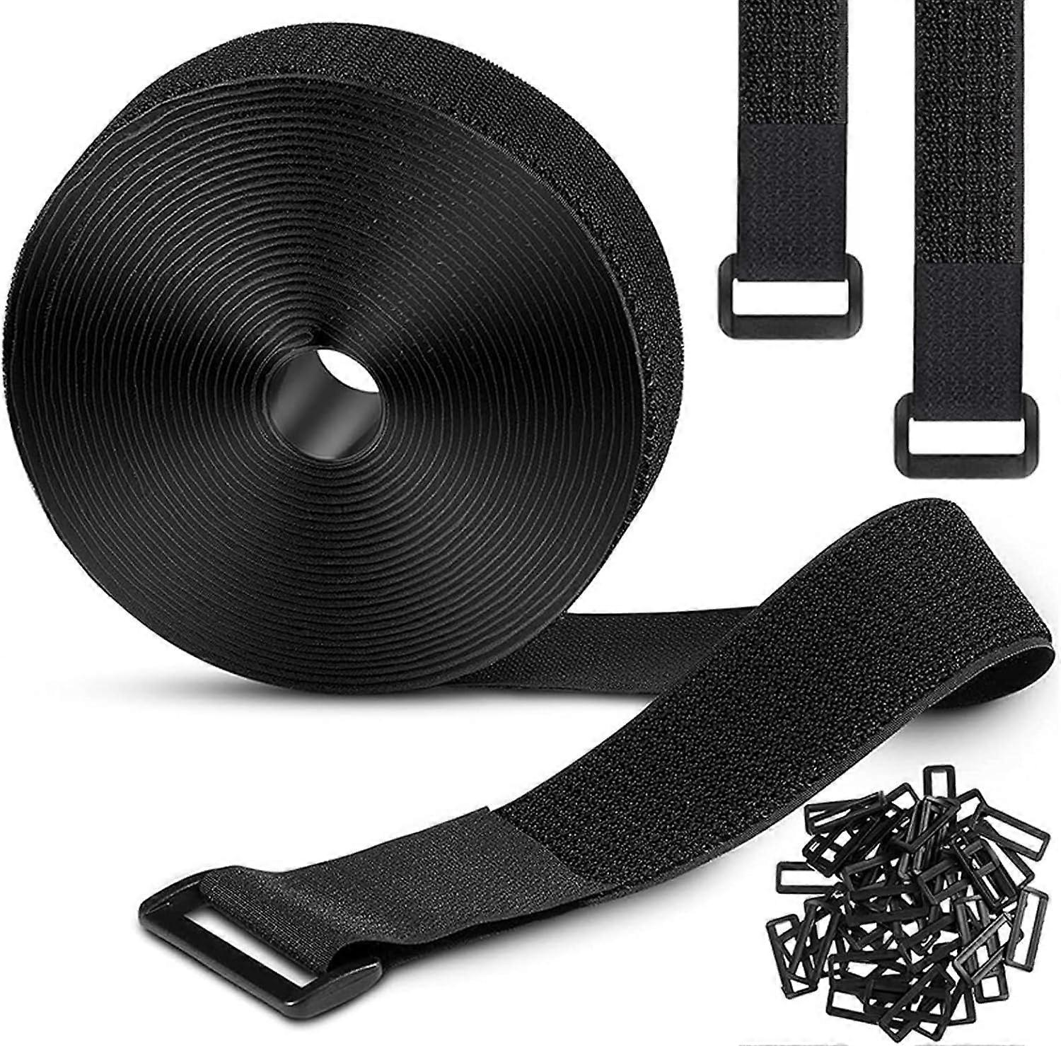 Adjustable Nylon Cable Ties with 15 Buckles, Reusable Hook and Loop Straps for Heavy Duty Bundling