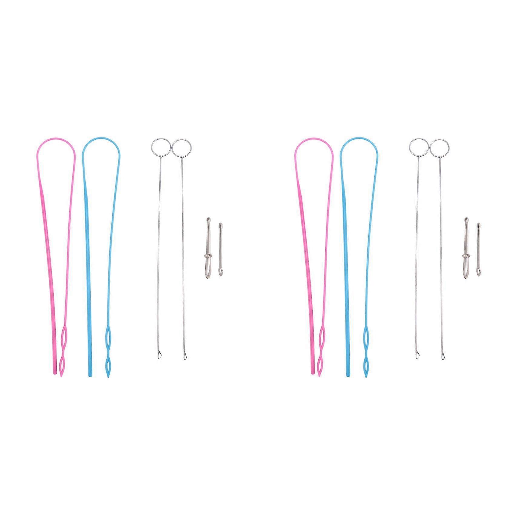 12 Pieces Sewing Loop Kit, Loop Turner Hook Flexible Drawstring Threader Metal Tweezers Long Loop Turner Tool with Latch