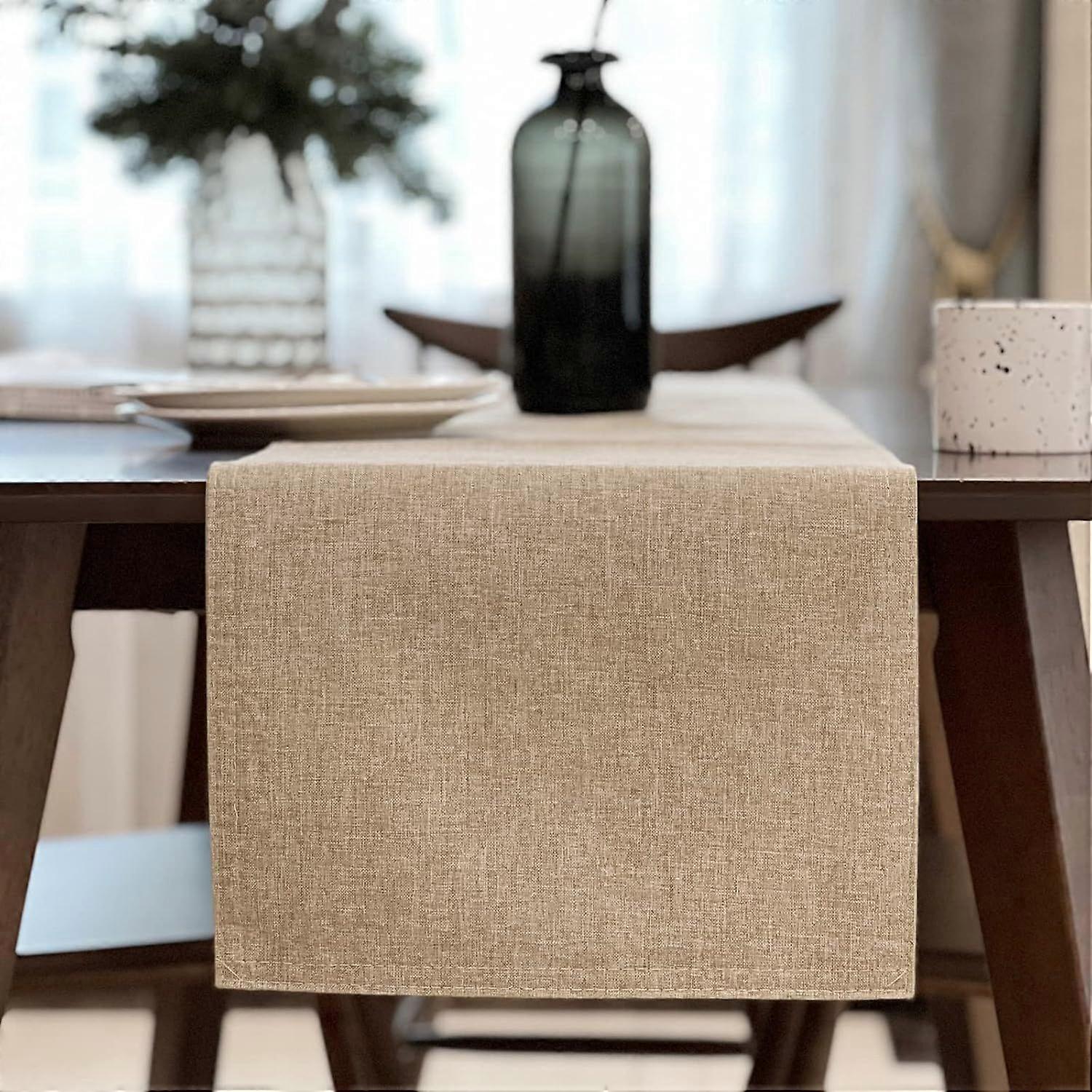 Dining table kitchen table runner, farmhouse style thick cotton linen heat