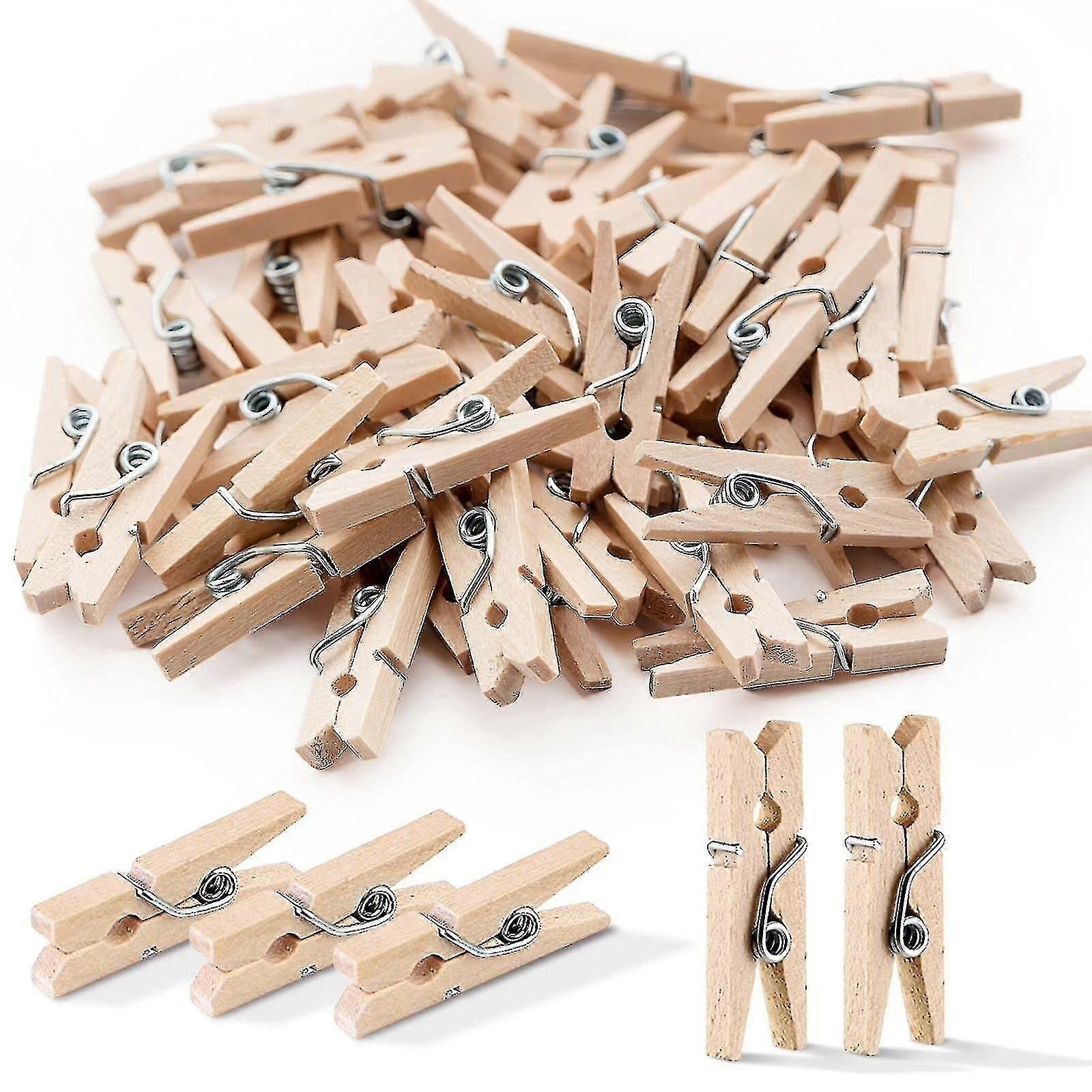 100pcs Sturdy Natural Wooden Mini Clothespin