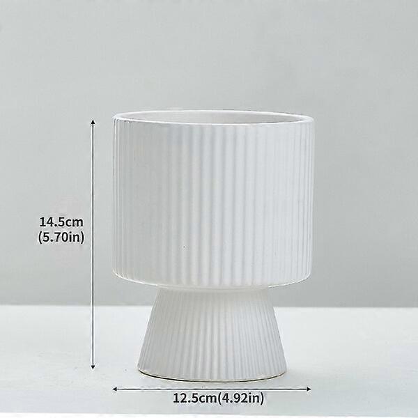 Flower Pot, Ceramic Material, Striped Pattern, Simple Home Decoration
