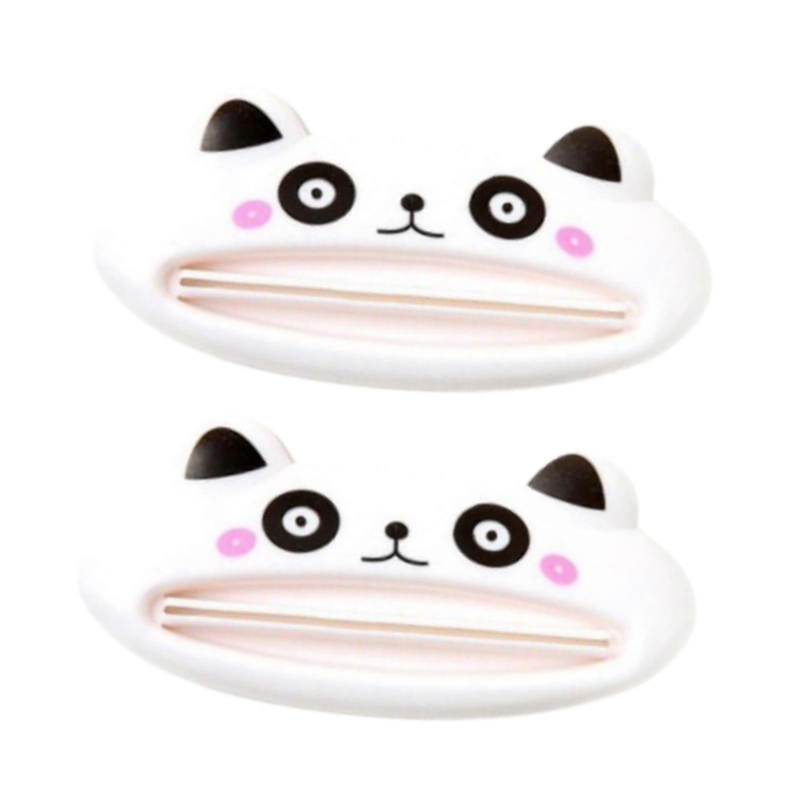 2PCS Cartoon Panda Toothpaste Squeezer for Kids, Easy Tube Roller Dispenser Bathroom Tool