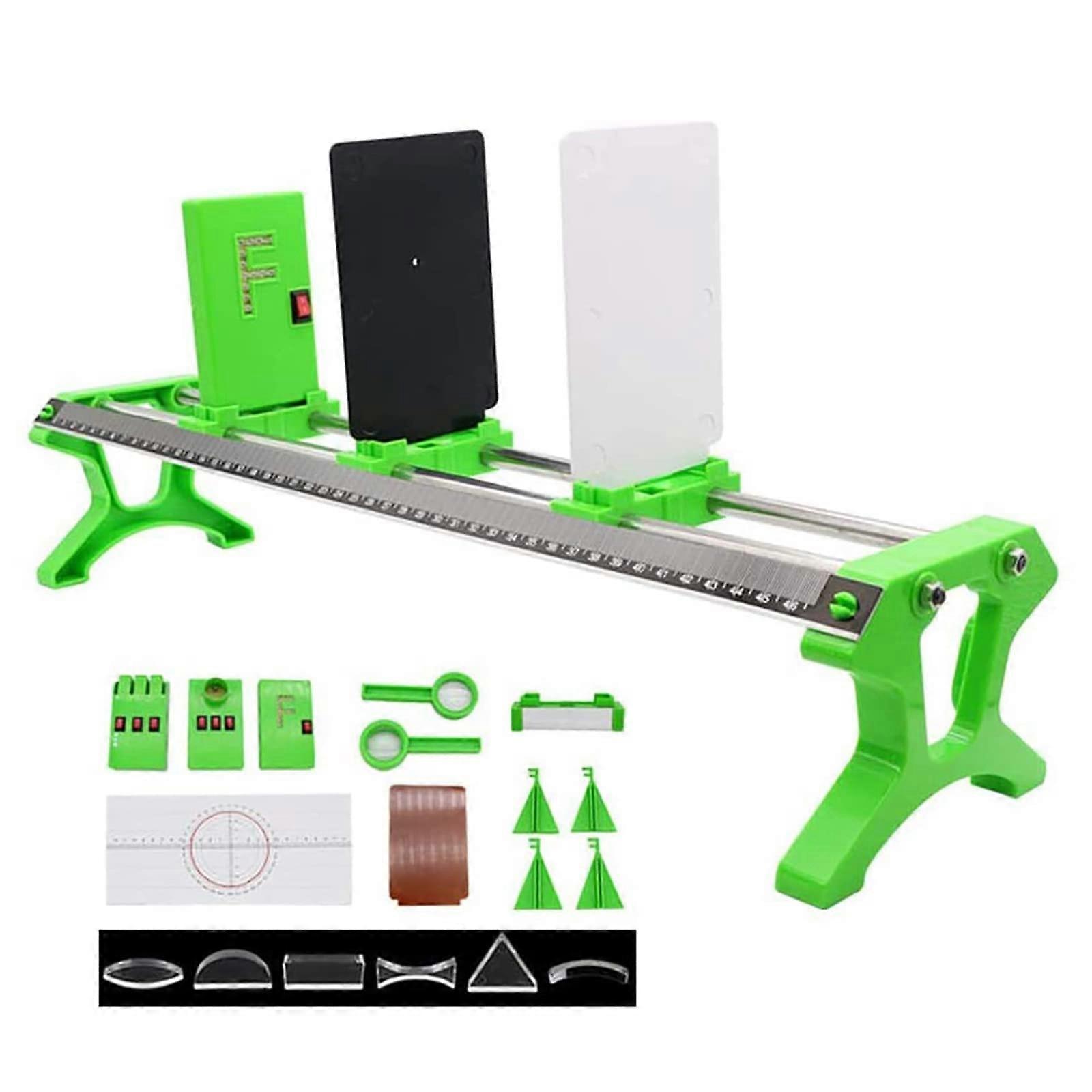 Optics Experiment Kit for Students with Physics Lab Optical Bench, Lenses and Triple Light Sources