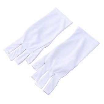 Halbfingerhandschuhe mit UV-Schutz für Maniküre, 1 Paar, Weiß