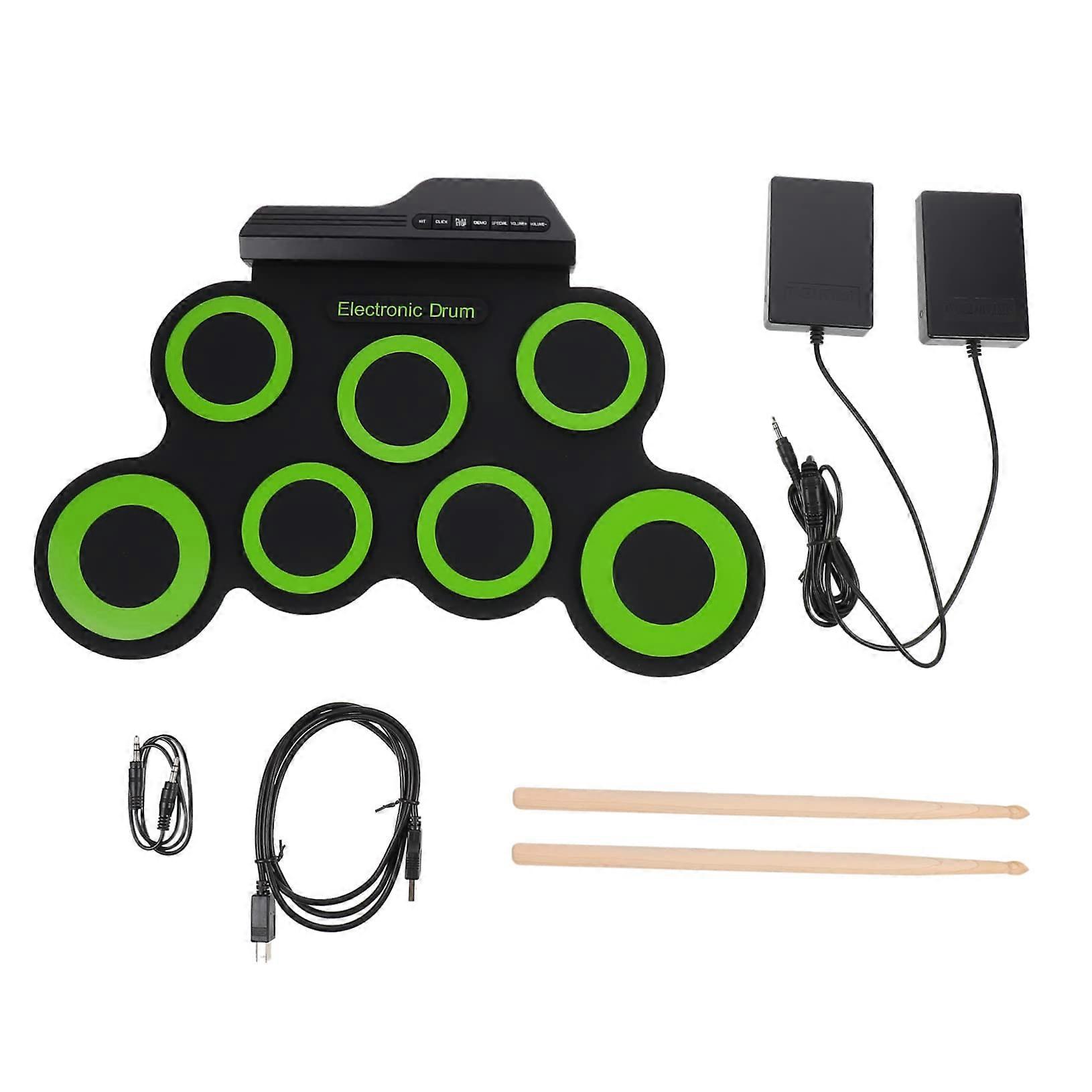Electronic Drum Set with Realistic Drum Head, USB Connectivity, Foldable Roll Up Design for Beginners