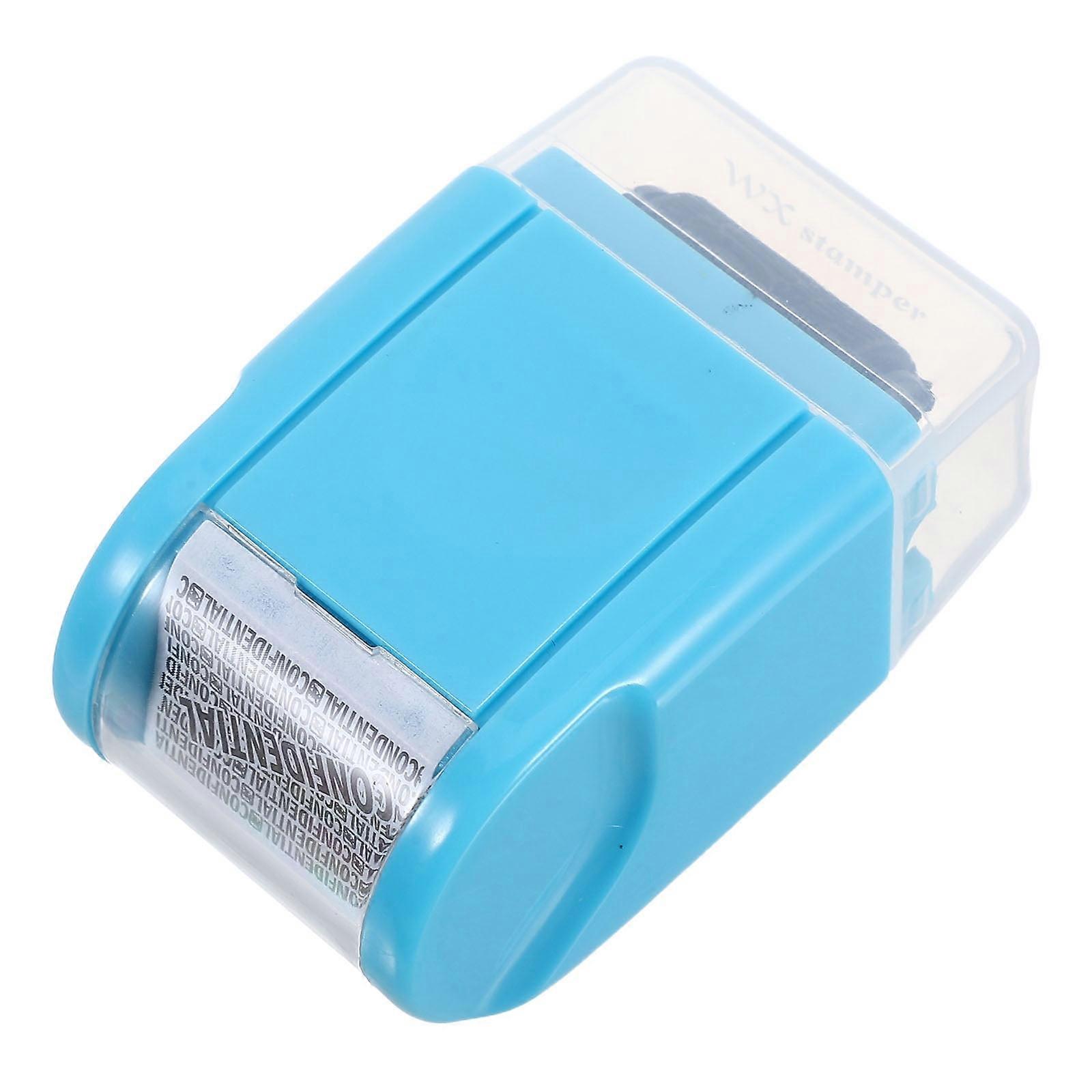 Confidential Information Coded Stamp Address Blackout Roller Blue