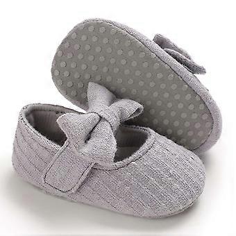 Antislip babyschoentjes, prinsessenschoentjes voor peuters en kleuters, schattige prinsessenschoentjes met zijden strik en zachte zool in effen kleur voor meisjes.