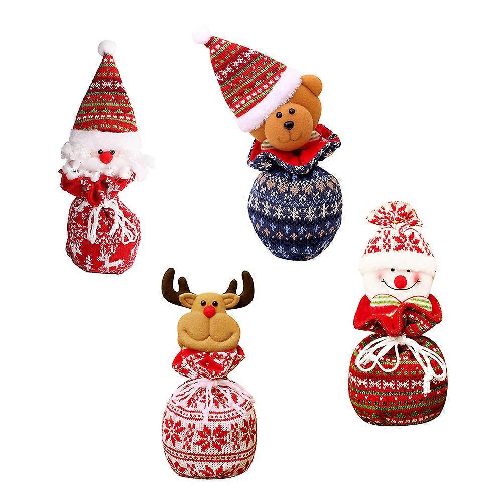 Christmas Gift Pouch Knitting Storage Drawstring Bag 4Pcs Pack