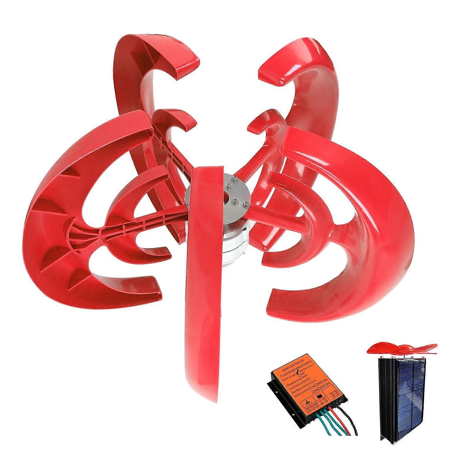 2000W 12V Red Vertical Axis Wind Turbine with MPPT Controller for Off Grid Wind Power System