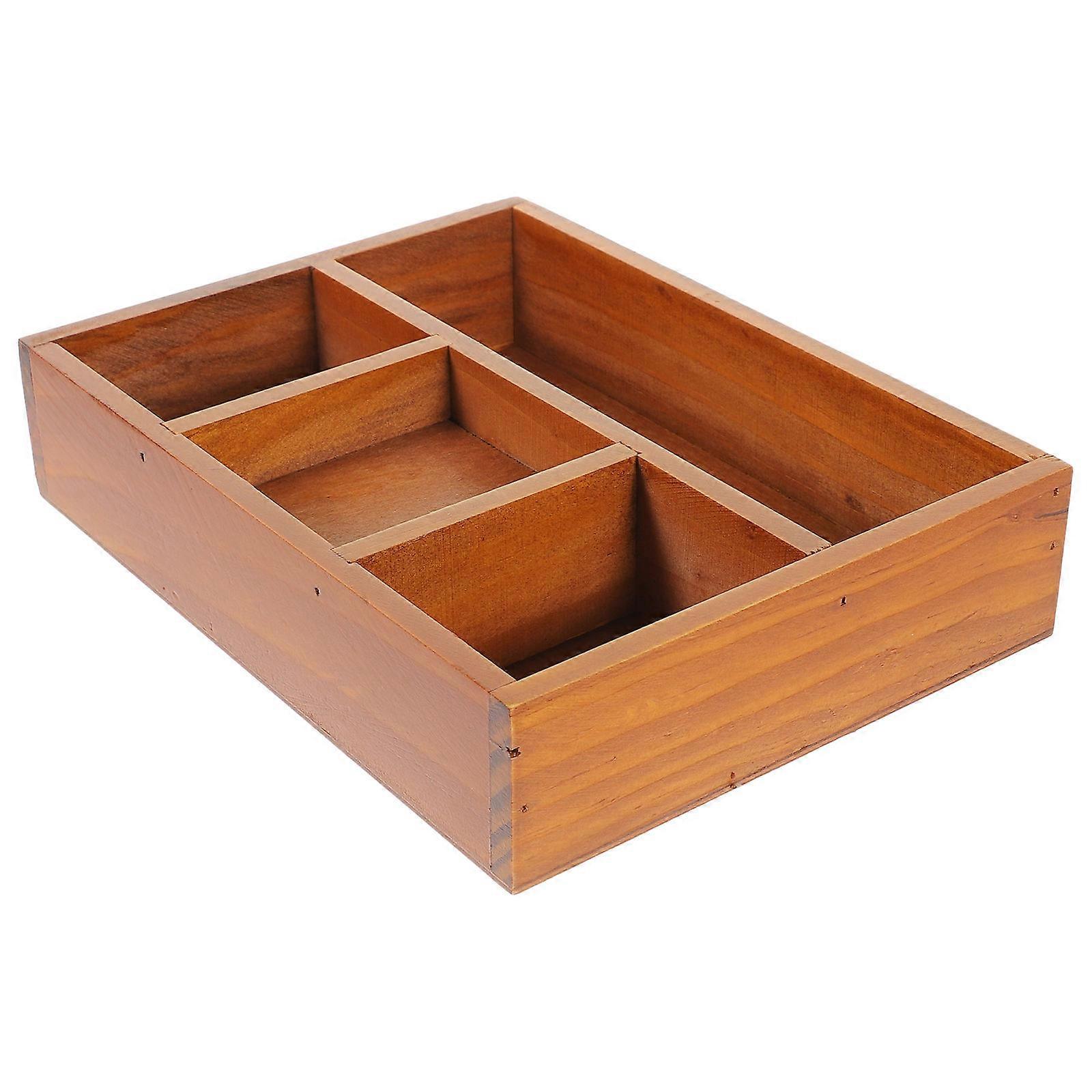 Multi-Functional Wooden Storage Tray for Cosmetics 4Pcs