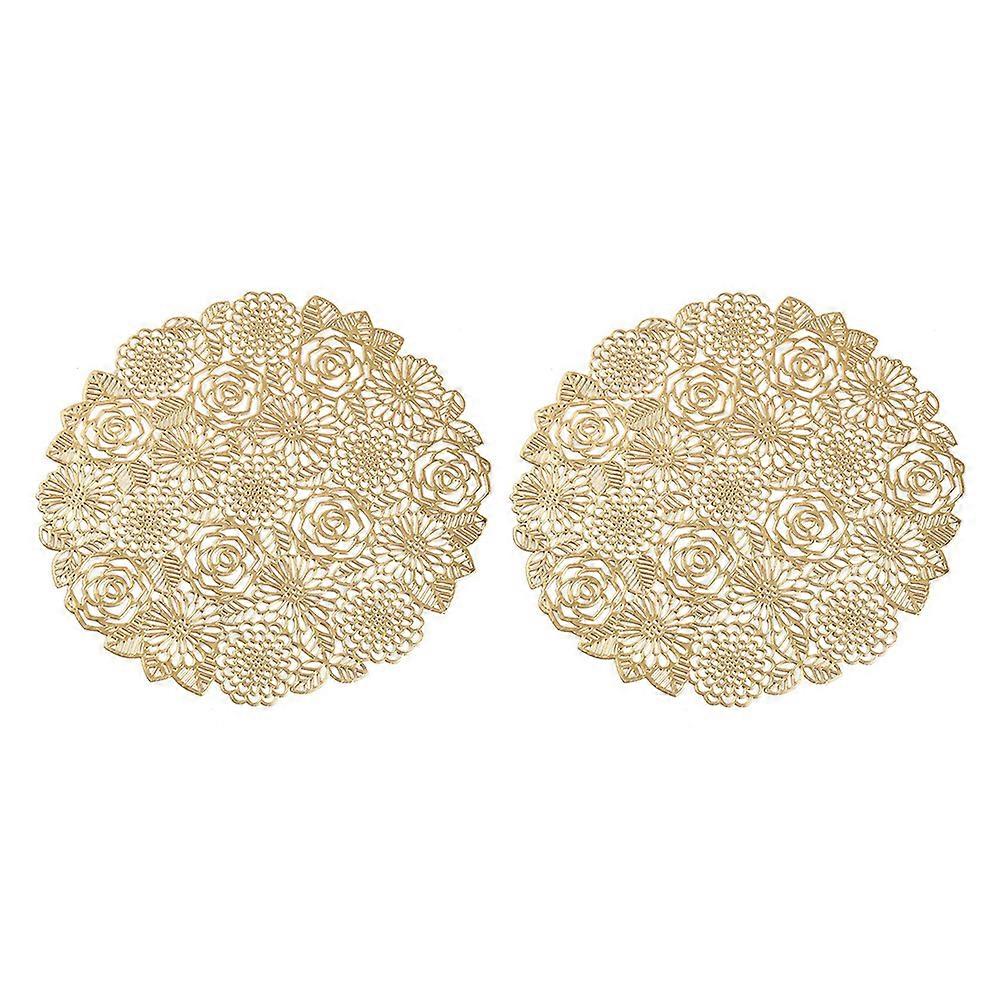 Round Rose Pattern Placemat Heat-Resistant Function 2Pcs Heat-Resistant Placemat