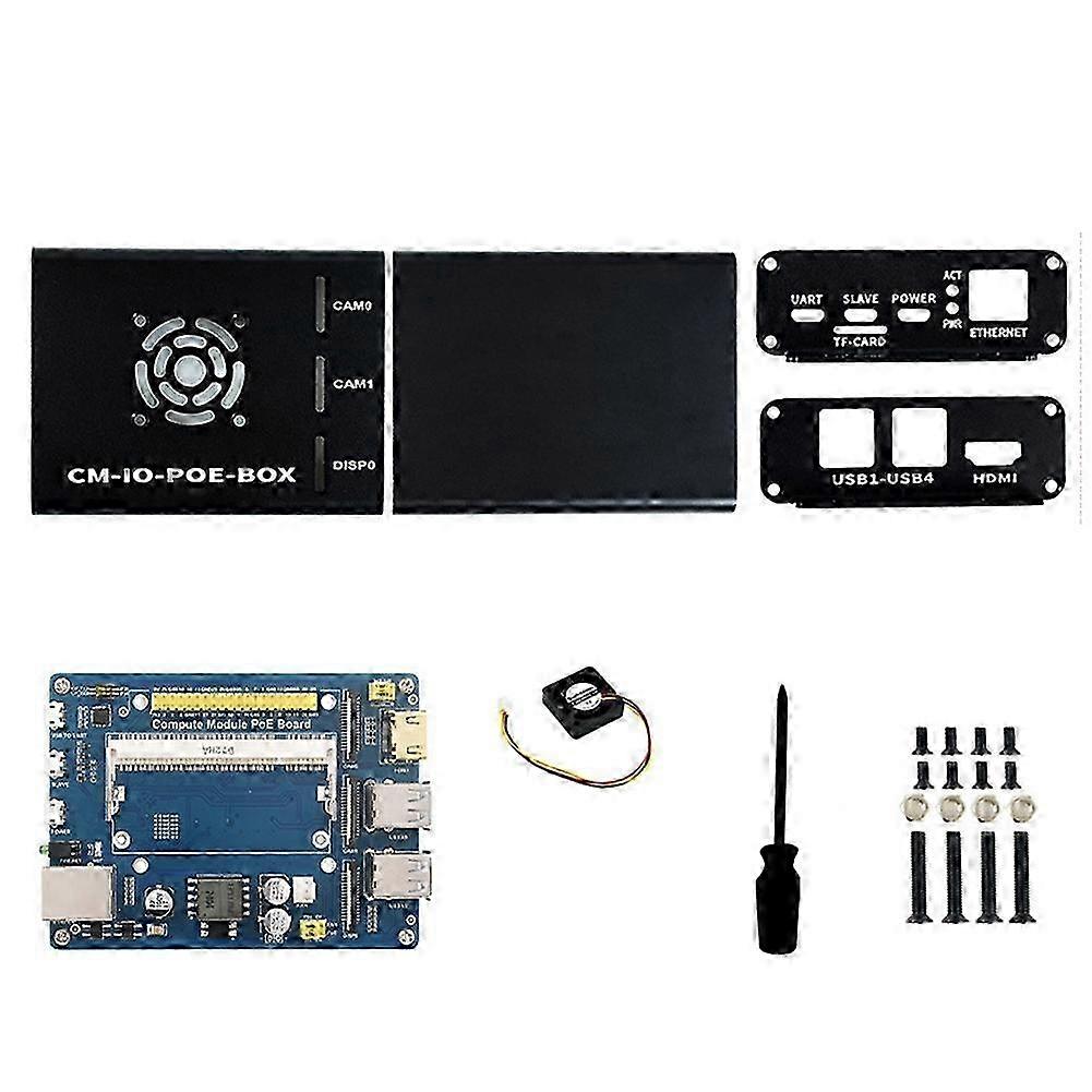 Compute Module PoE Board+Case+Fan Kit compatible with CM4S CM3 3Lite 3+ 3+Lite Compute Module Expansion Board EU Plug