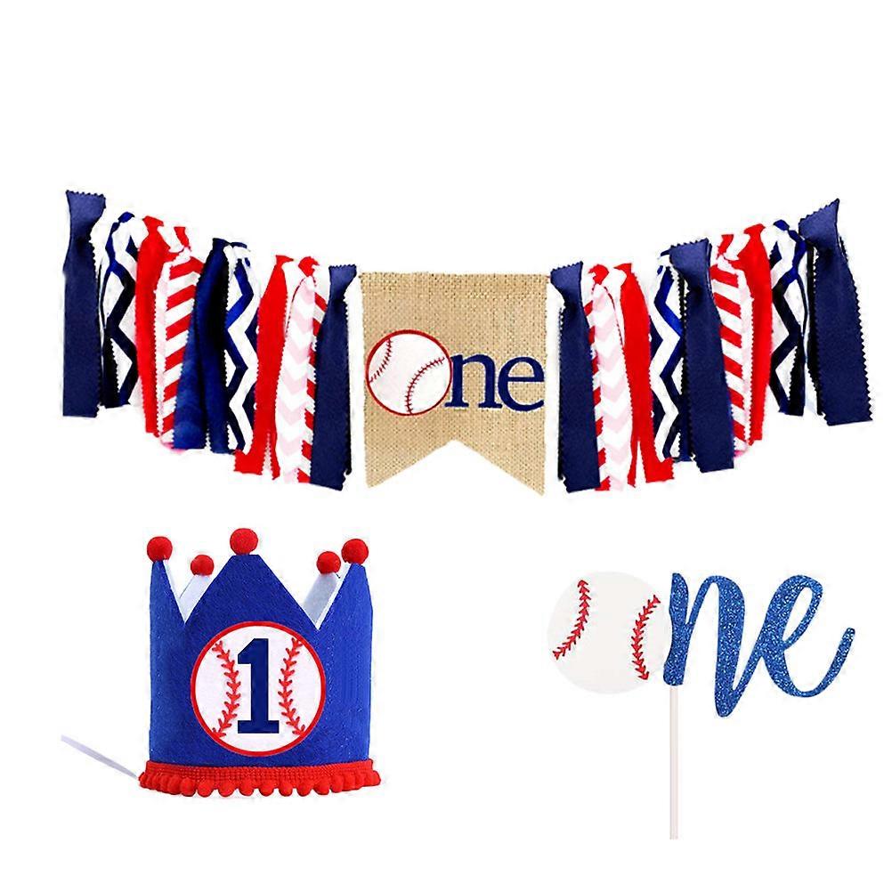 Baseball Theme Pull Flag for Birthday Party Decoration 3Pcs Set