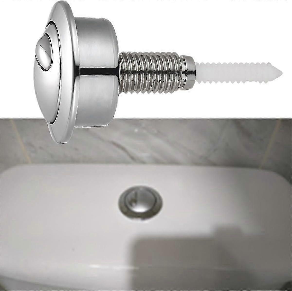 WC button, dual flush, toilet cistern, pushbutton installation, replacement (silver), silvercolored