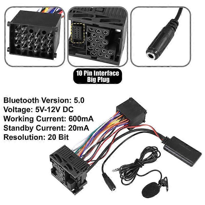 Bluetooth 5.0 Music Audio Adapter Microphone For BMW E46 E64 E60 E66 E80 E81 E82 E90 3 Series 2002-2006 CD Audio Cable Adapter