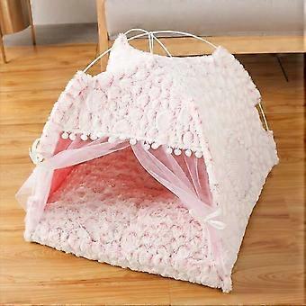 Pet Tent Bed,Pet Teepee Bed Folding Portable Tents & Houses Nest Dog & Cat Tent with Removable Cushion Pad for Cat Small Dogs Sleep Bed(M-E)