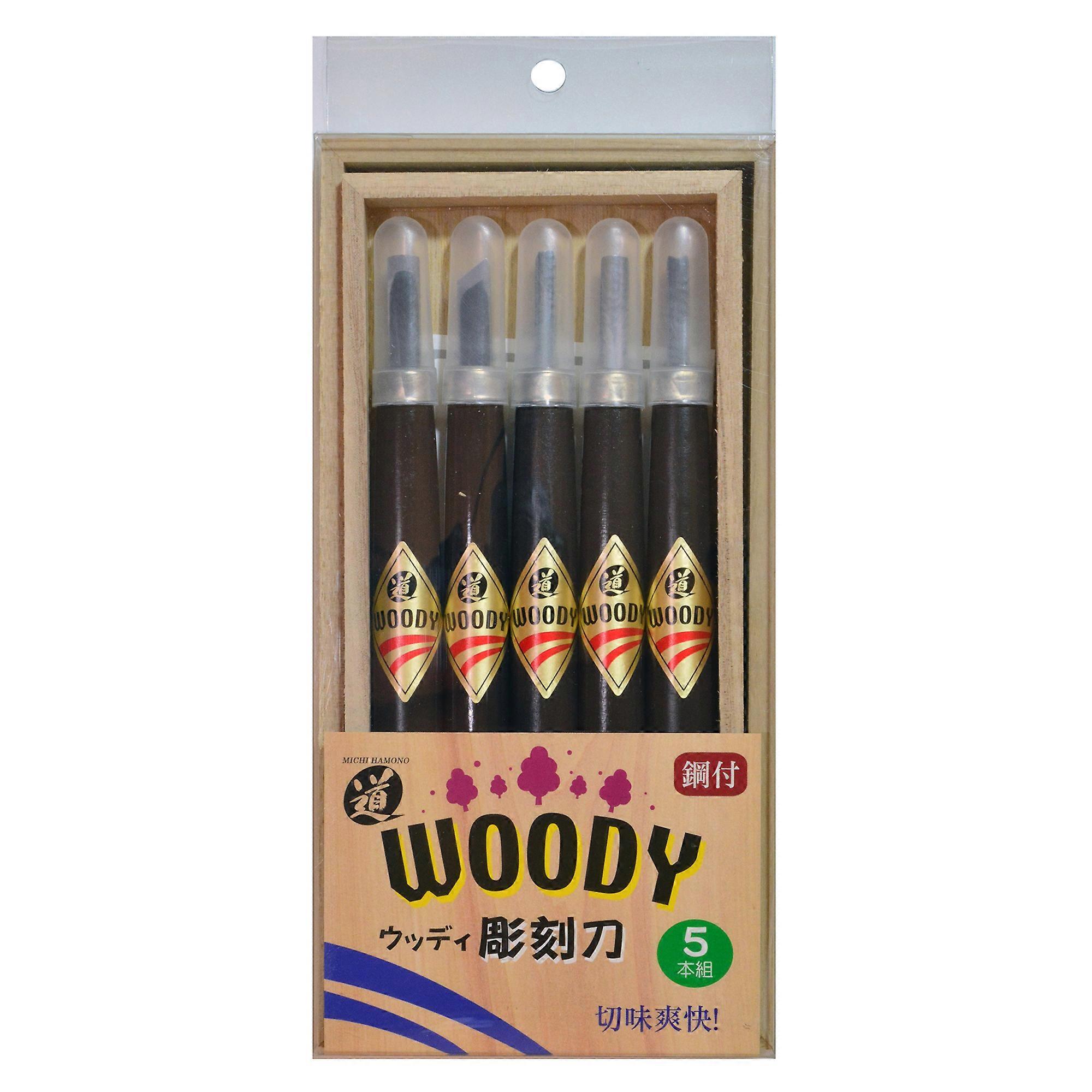 Michihamono Japanese Wood Carving Tool 5pcs Woody Gouges & Chisels Starter Set
