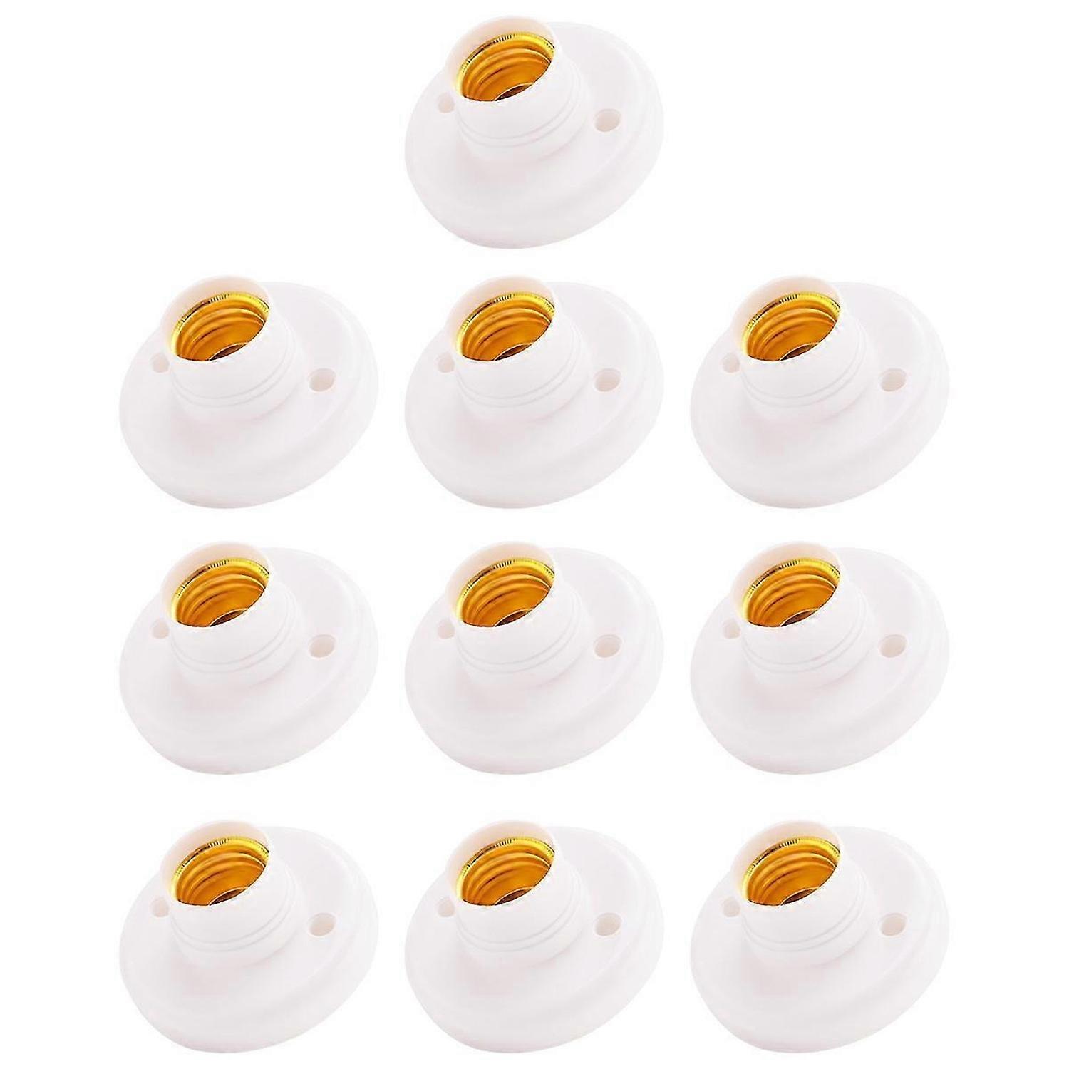 10Pcs E27 Plastic Screw Lamp Holder Round Lamp Holder Bulb Socket Holder Adapter