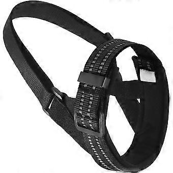 Focinheira de nylon para cães Staffordshire, ajustável, confortável, com detalhes refletivos, ideal para mastigar, na cor preta (S).